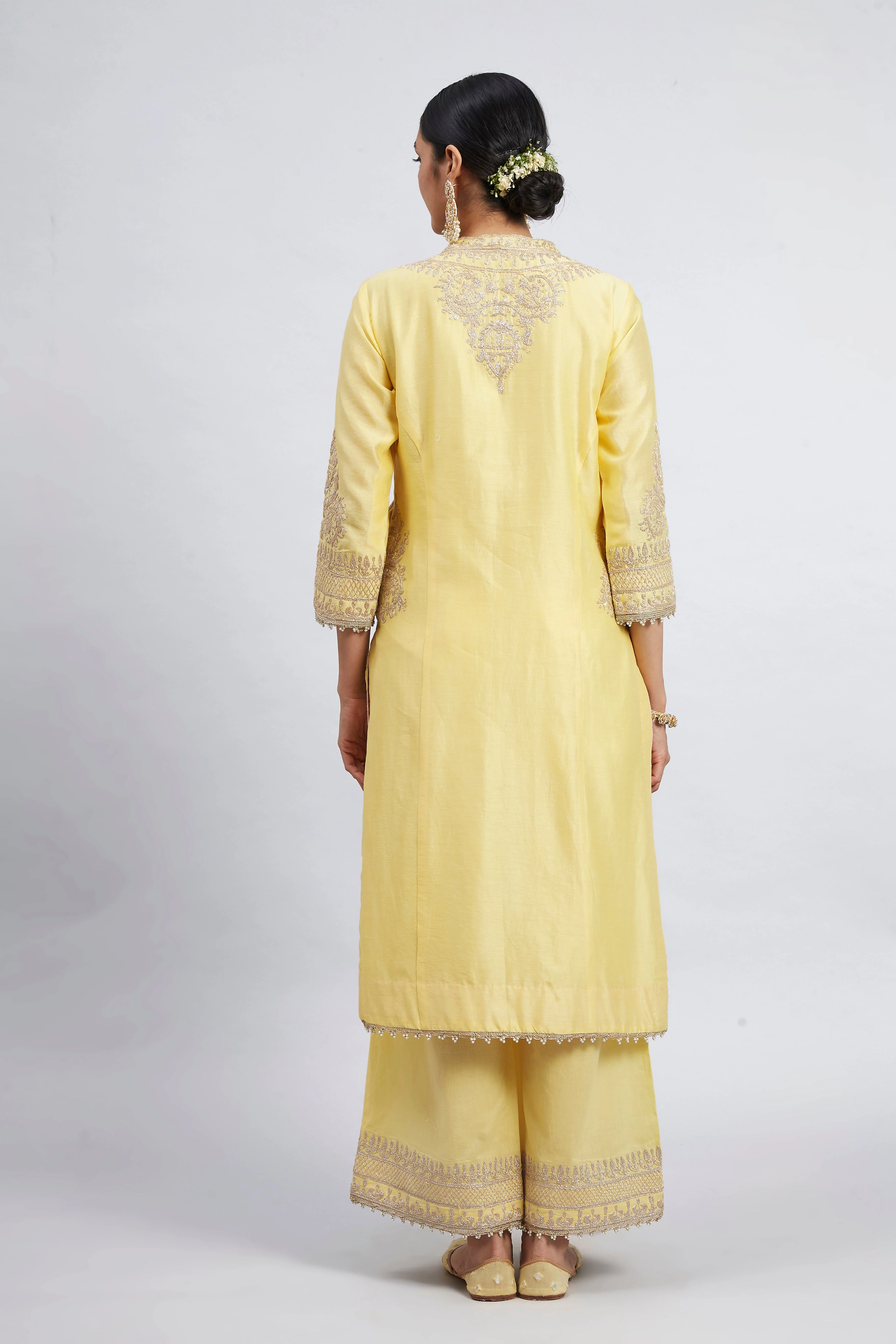 Aadah- Daffodil Yellow Princess-Cut Long Kurta Set (Lxrts) - Image 5