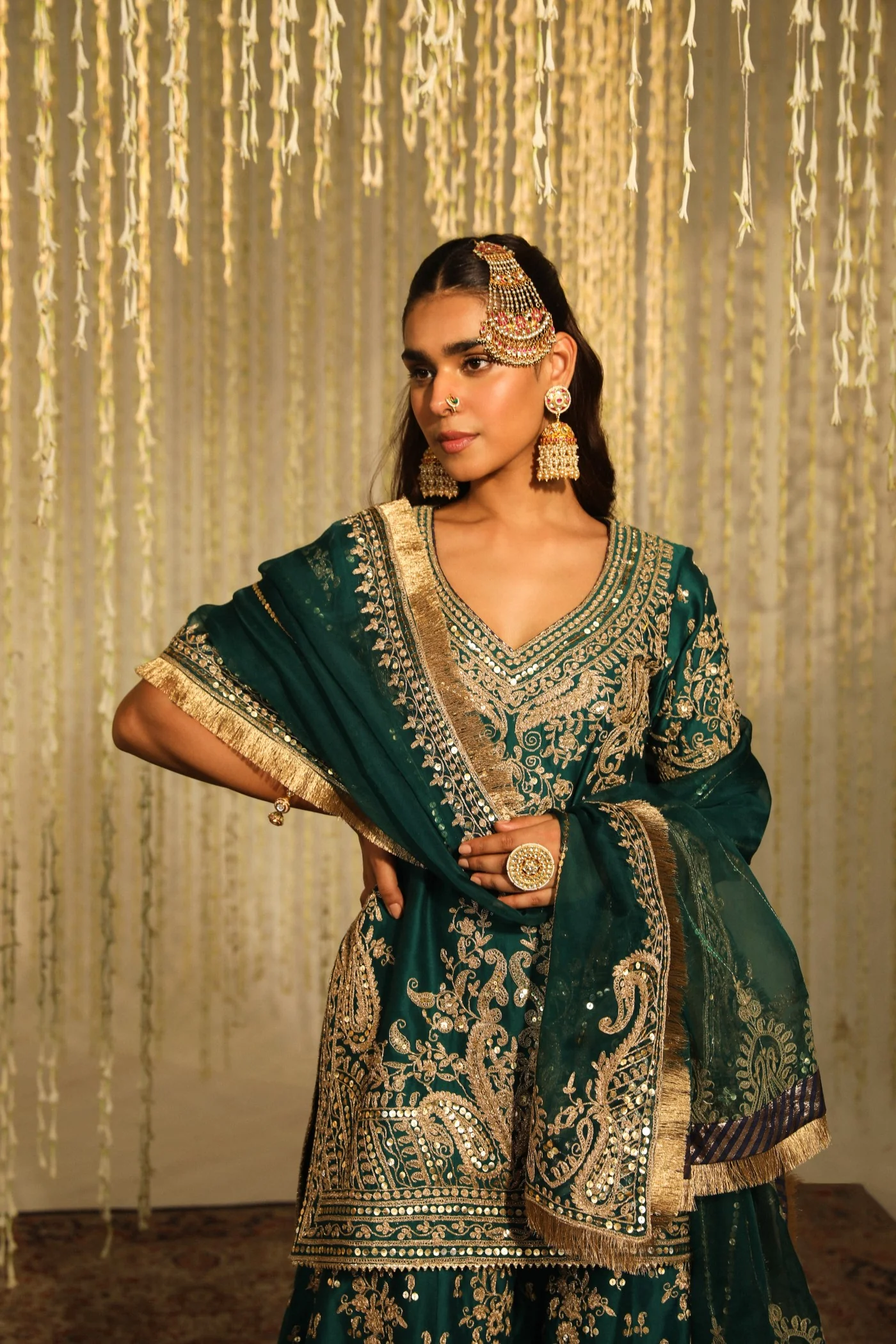 Chandni Girdhar In AAFIYA - EMERALD GREEN SHARARA - Image 4