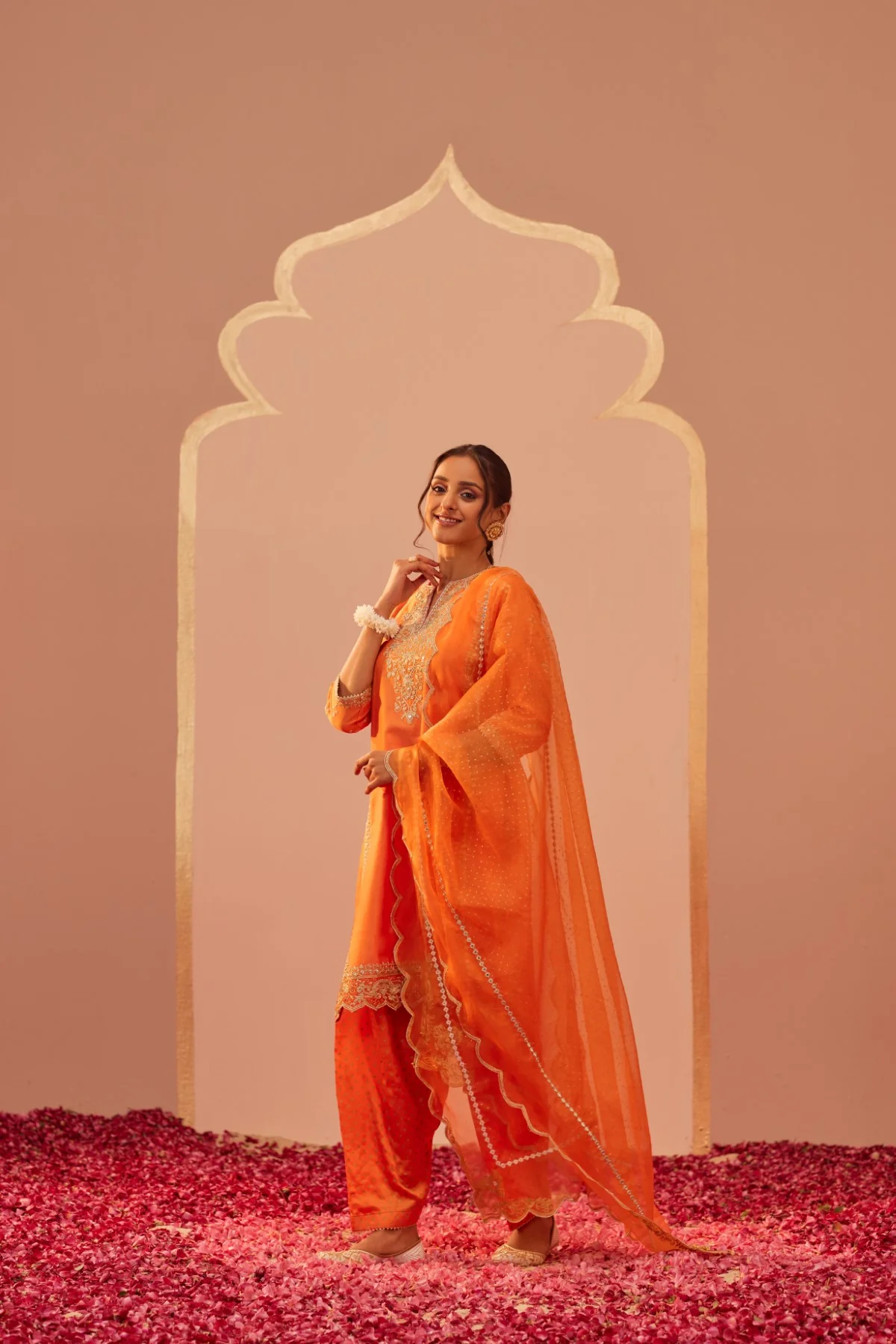 Aaima- Tangerine Orange Kurta Salwar Set - Image 2