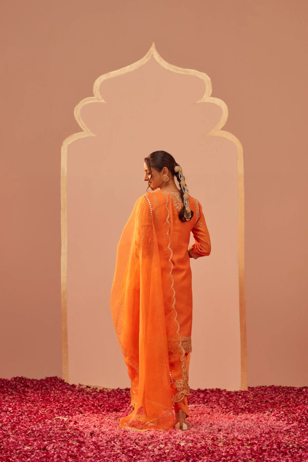 Aaima- Tangerine Orange Kurta Salwar Set - Image 3