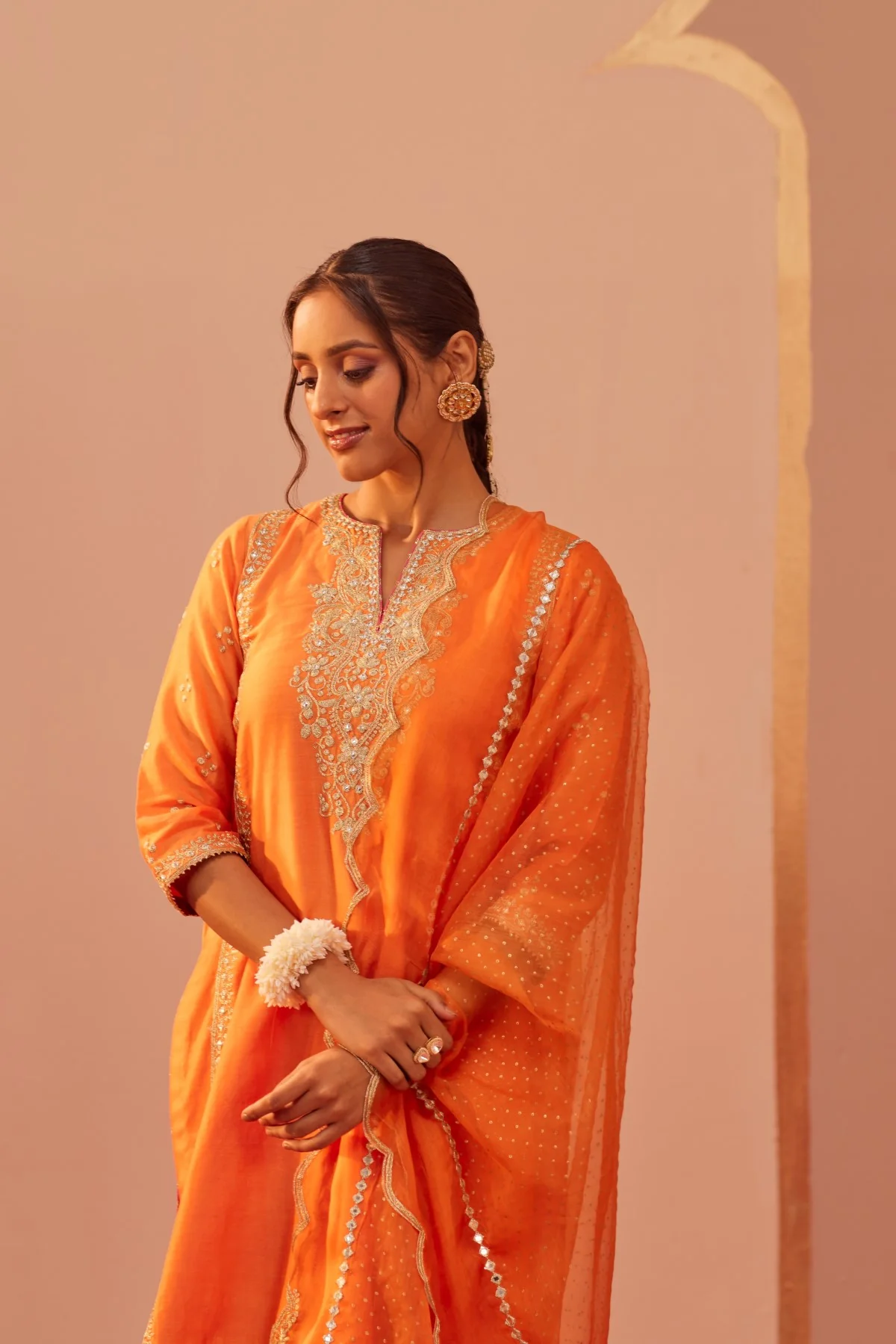 Aaima- Tangerine Orange Kurta Salwar Set - Image 4