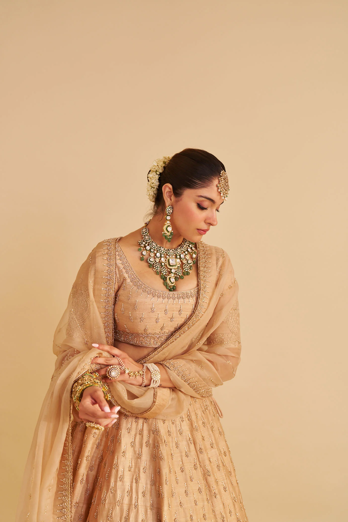 Aaliya - Dabka Zardozi Embroidered Raw Silk Gold Lehenga Set - Image 7