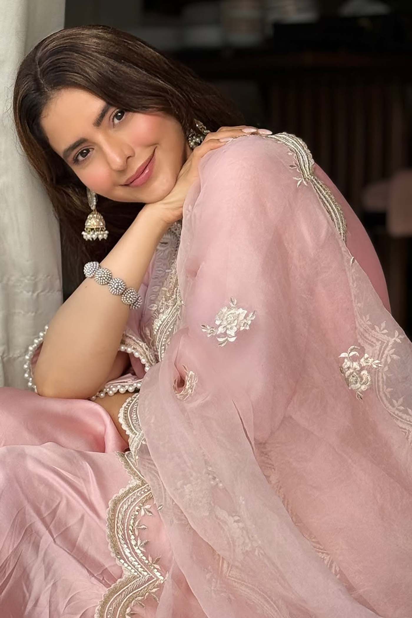Aamna Sharif in Sara - Blush Pink Short Kurta With Salwar - Image 5
