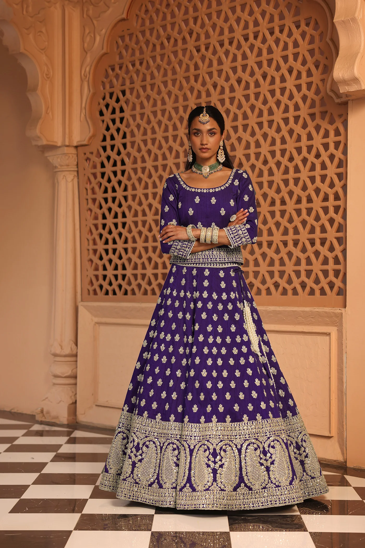 Aasmaa - Purple Lehenga with Choli and Dupatta - Image 3
