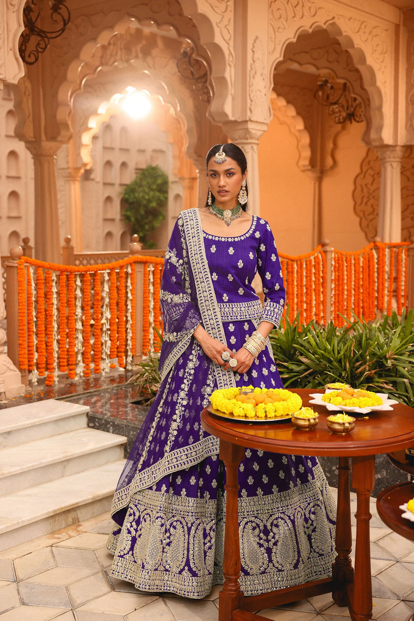 Aasmaa - Purple Lehenga with Choli and Dupatta - Image 8