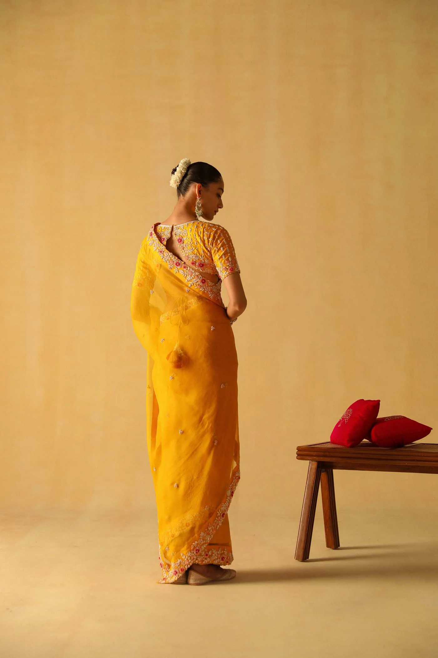 Afsa - Heirloom Mustard Saree Set - Image 3