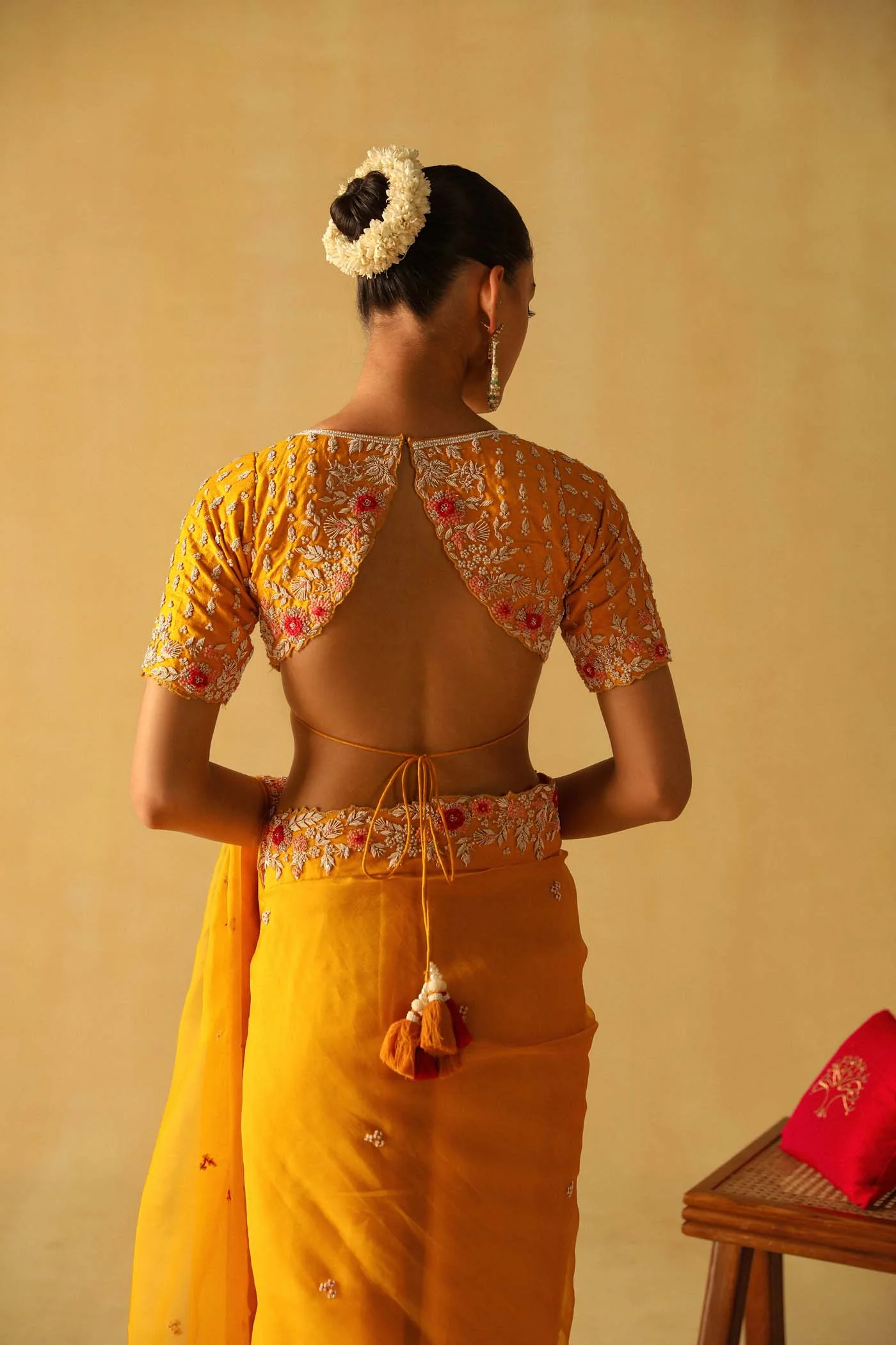 Afsa - Heirloom Mustard Saree Set - Image 4