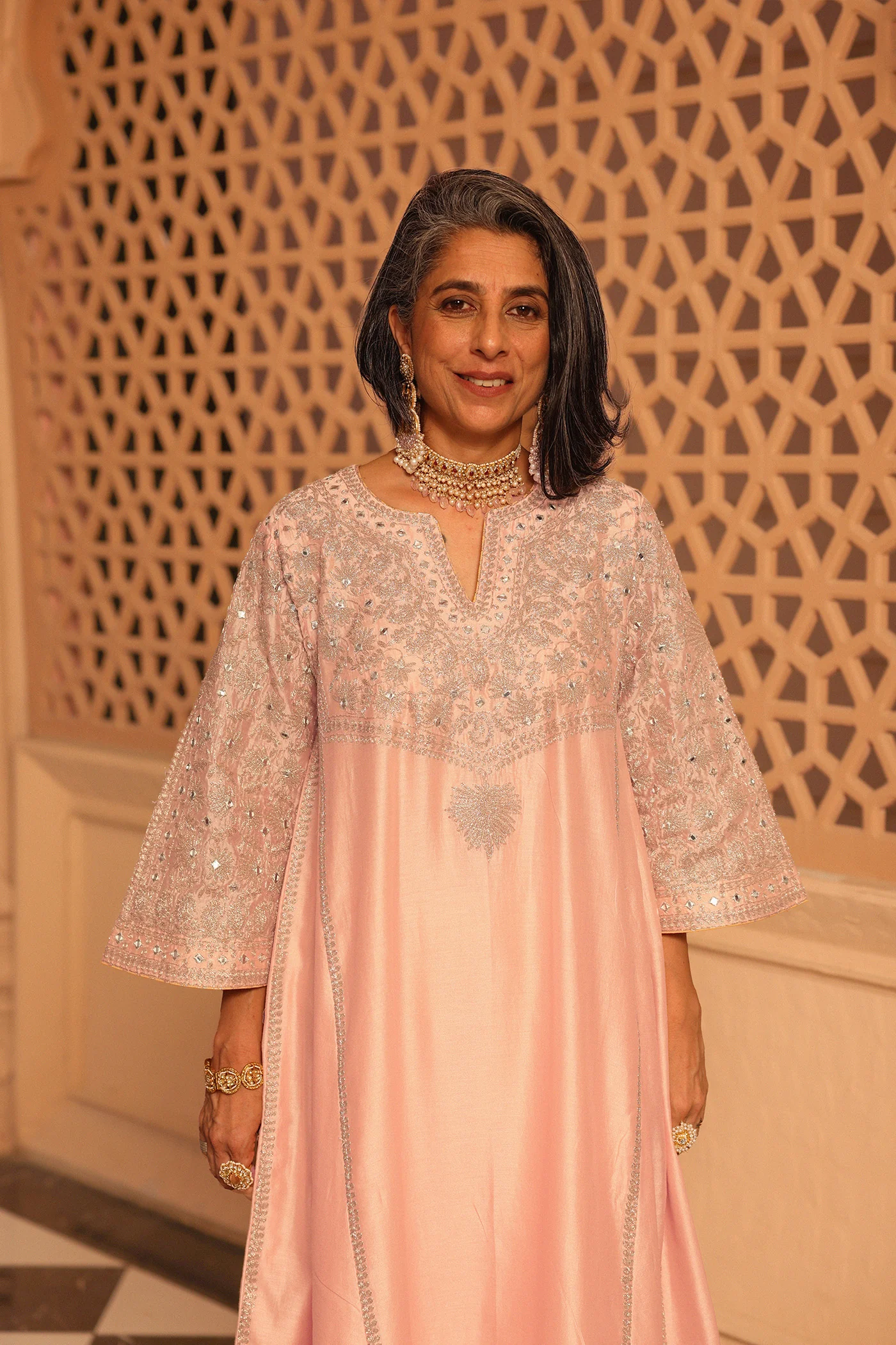 Aiman - Short Knee Length Choga with Salwar and Odhni - Image 3