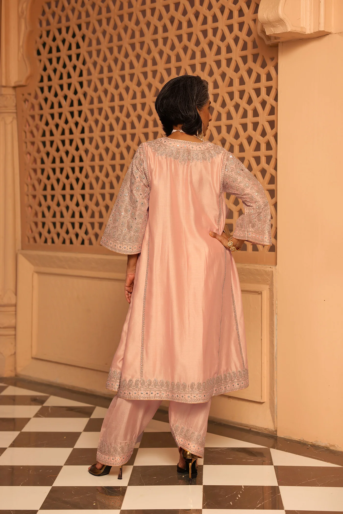 Aiman - Short Knee Length Choga with Salwar - Image 5