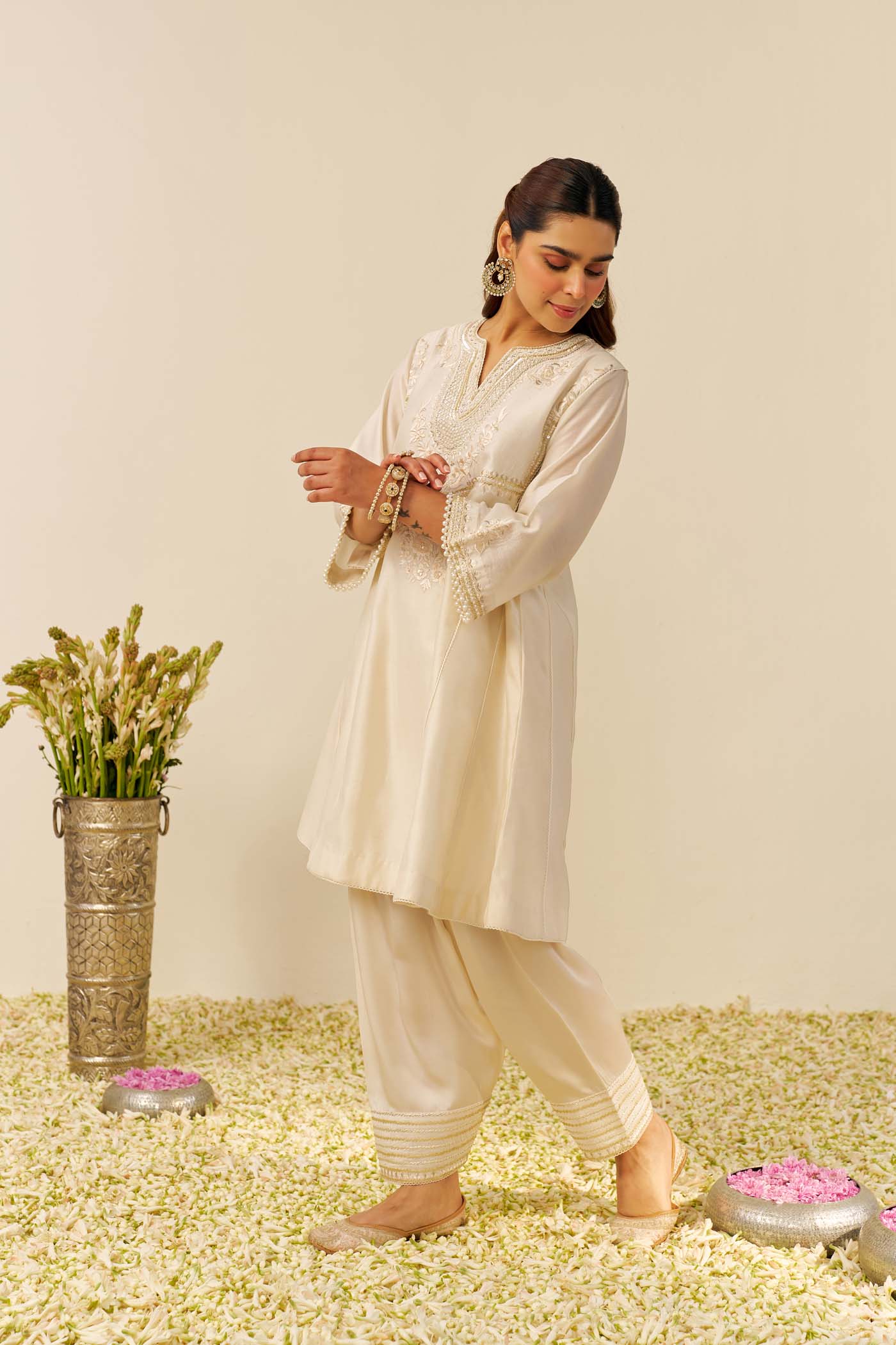AIZA - Daisy Ivory SHORT CHAUGA WITH SALWAR - Image 3