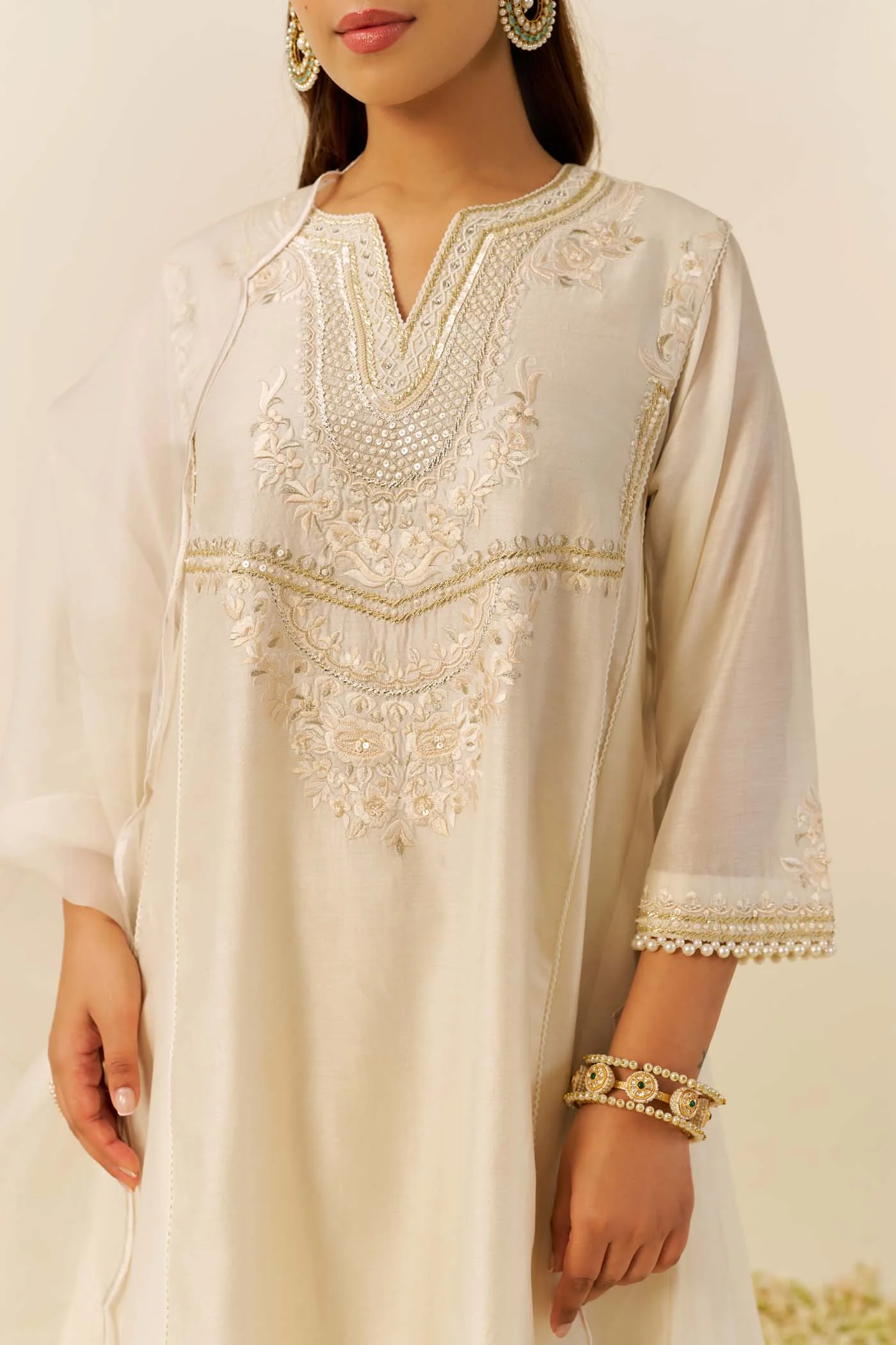 AIZA - Daisy Ivory SHORT CHAUGA WITH SALWAR - Image 4