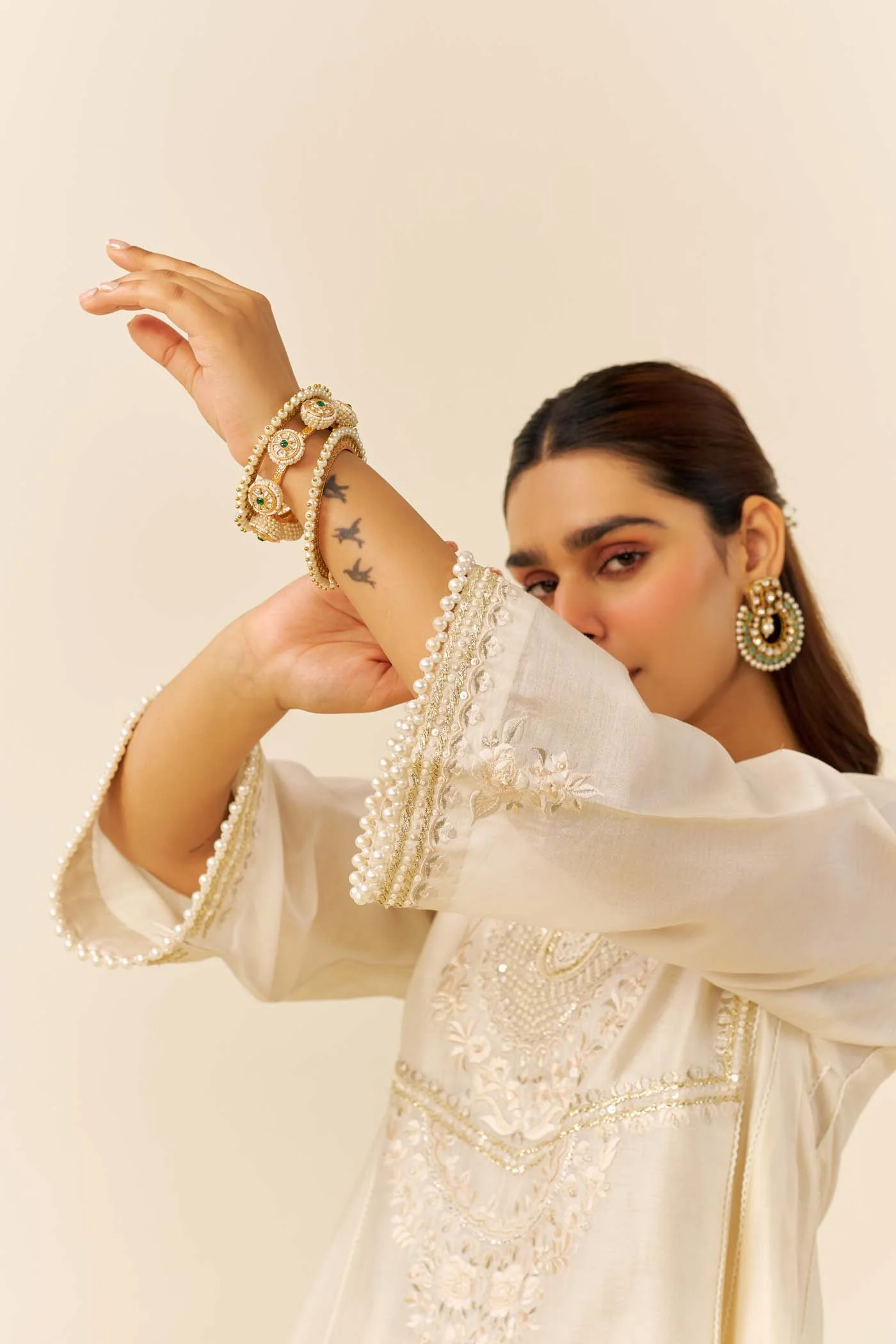 AIZA - Daisy Ivory SHORT CHAUGA WITH SALWAR - Image 6