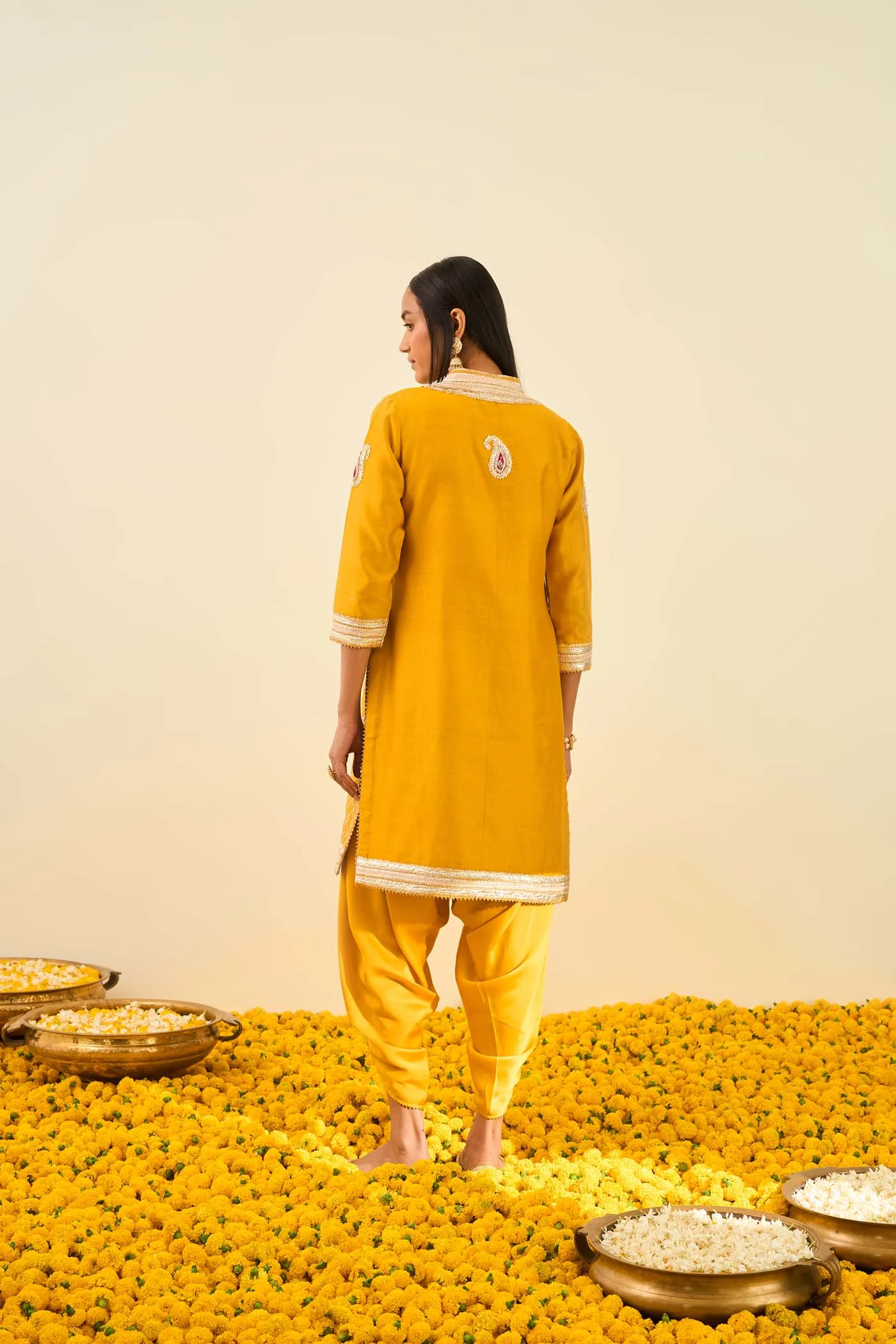 Aliza Glaze Mustard kurta with dhoti - Image 3