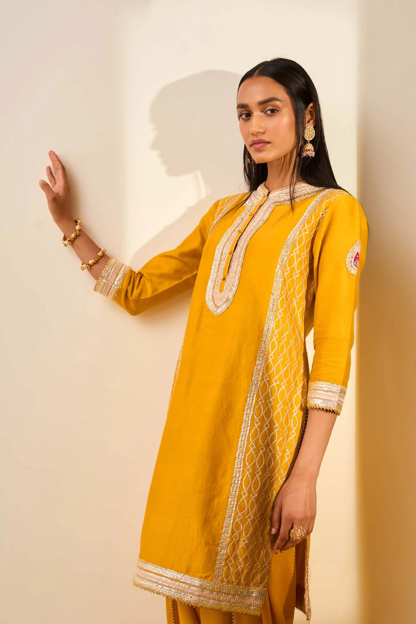 Aliza Glaze Mustard kurta with dhoti - Image 5
