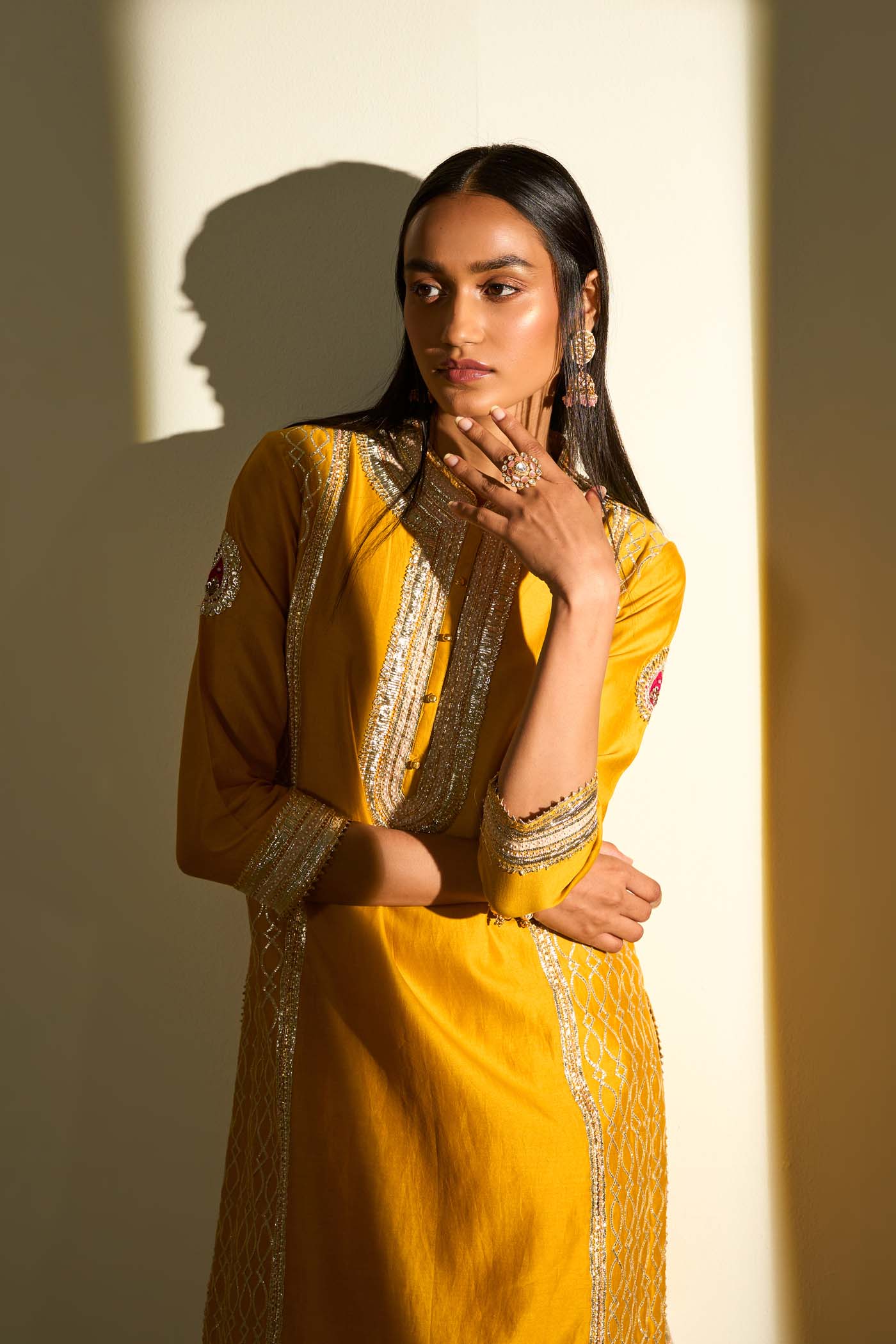 Aliza Glaze Mustard kurta with dhoti - Image 6