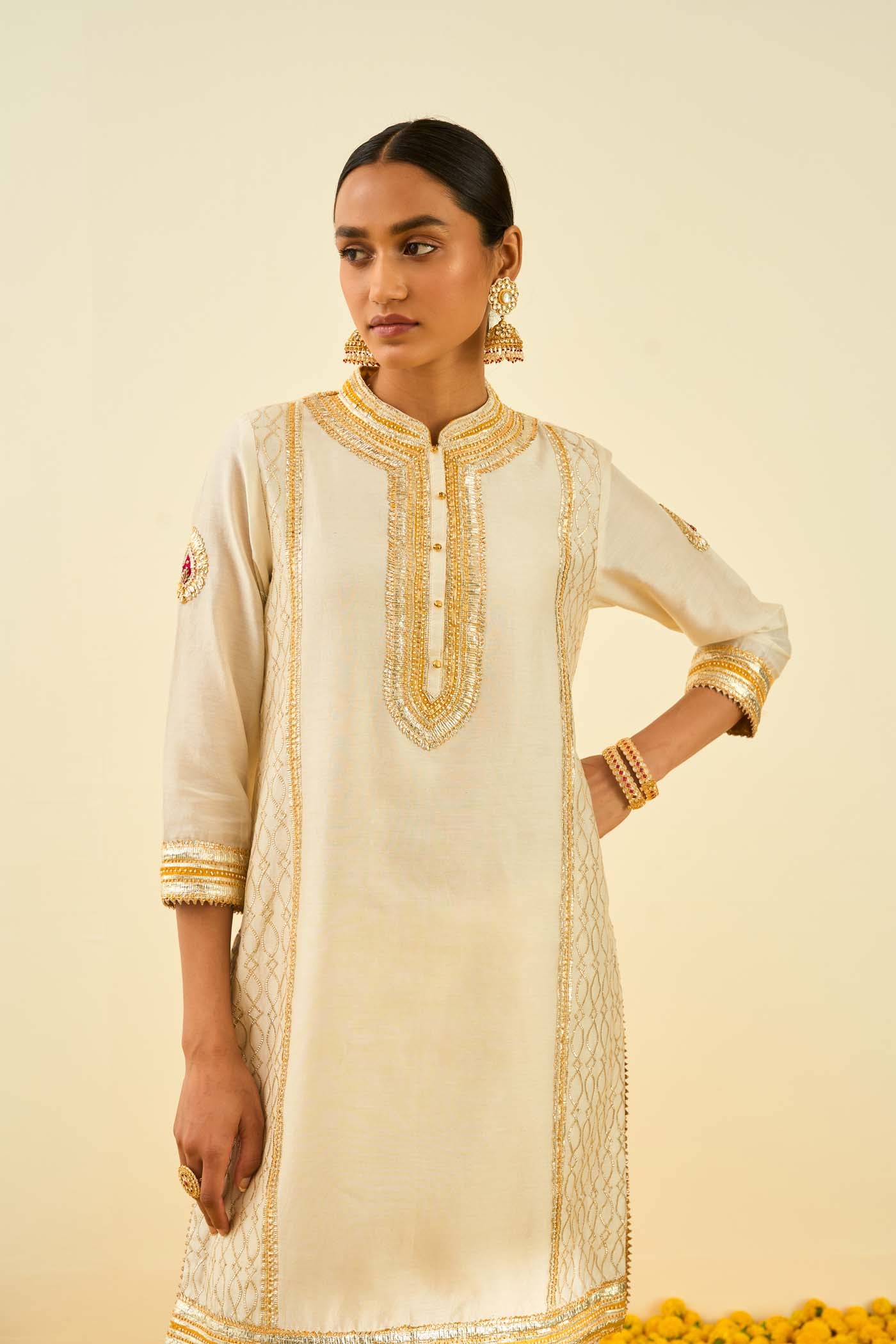 Aliza Daisy Ivory kurta with dhoti - Image 4