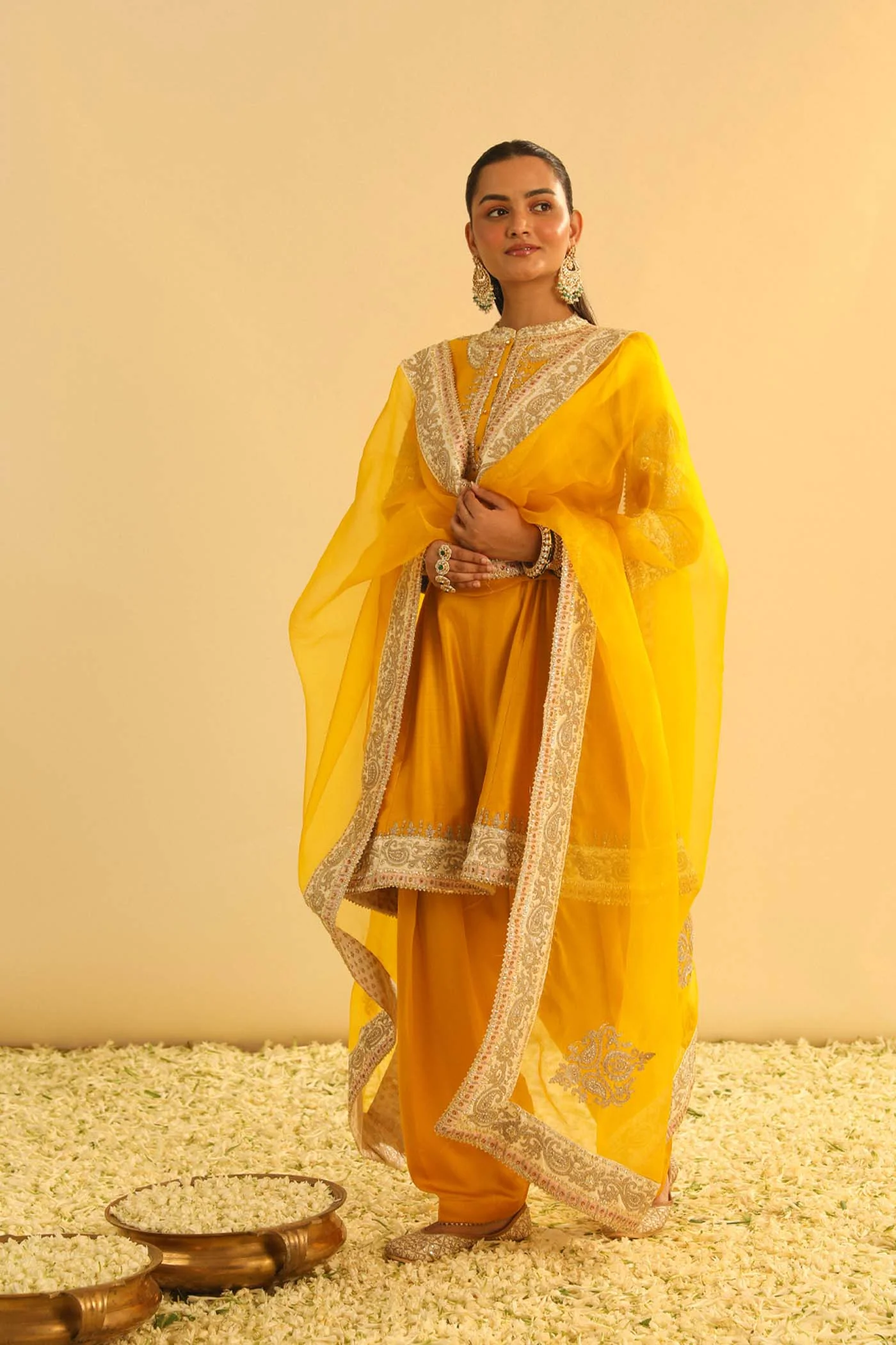 Amani - Mustard A-line  Kurta with Salwar & Dupatta (Lxrts)
