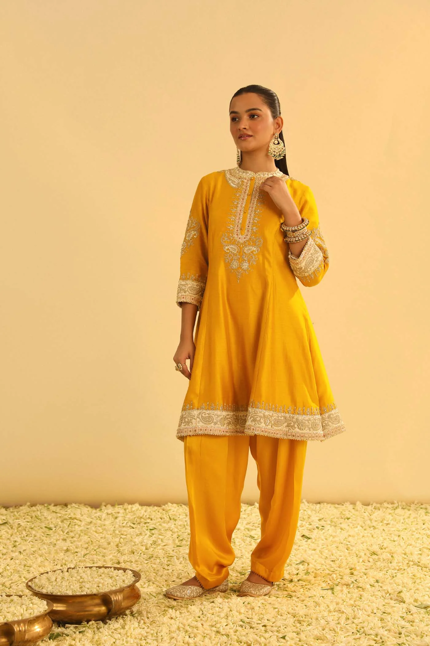 Amani - Mustard A-line  Kurta with Salwar & Dupatta (Lxrts) - Image 3