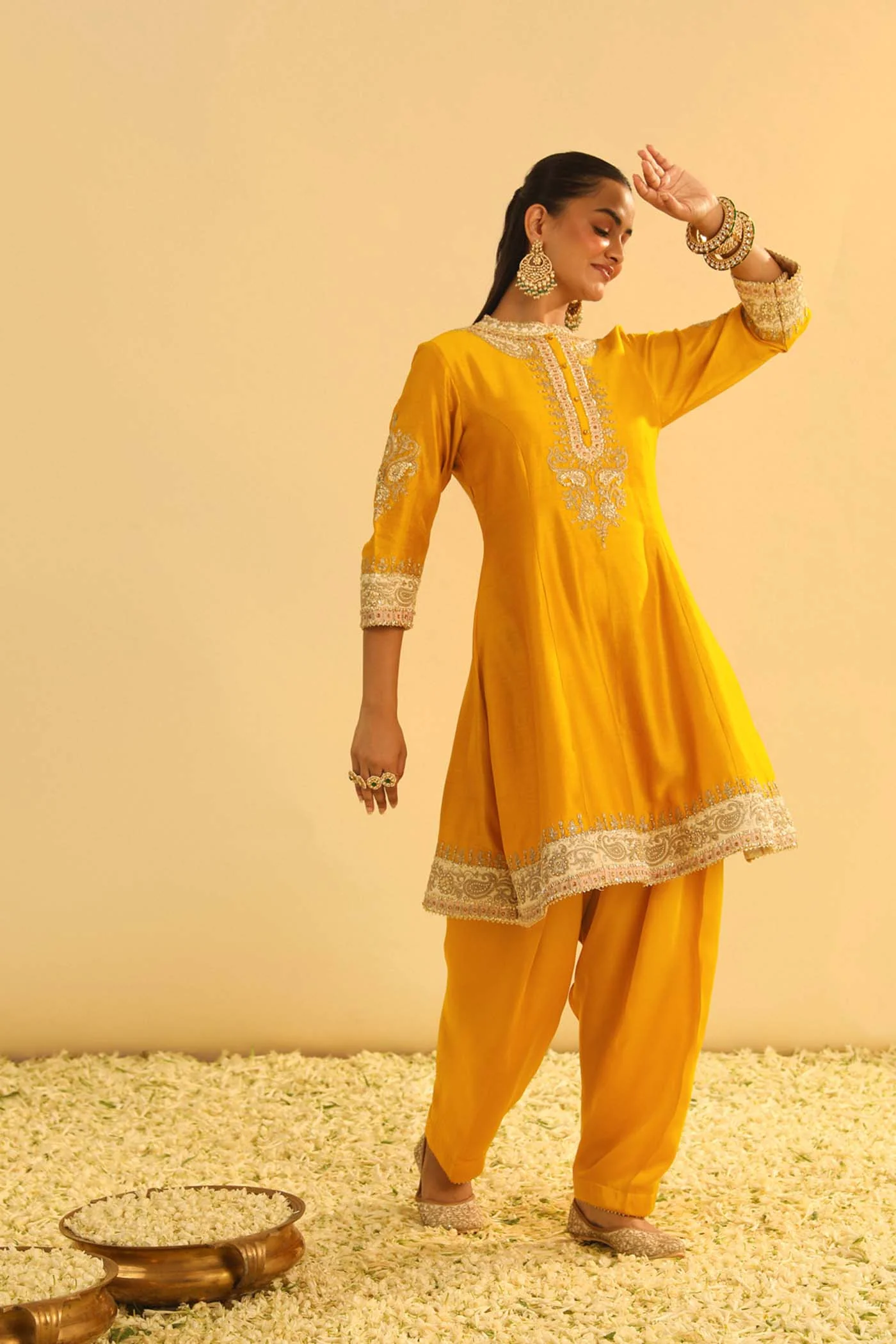 Amani - Mustard A-line  Kurta with Salwar & Dupatta (Lxrts) - Image 4