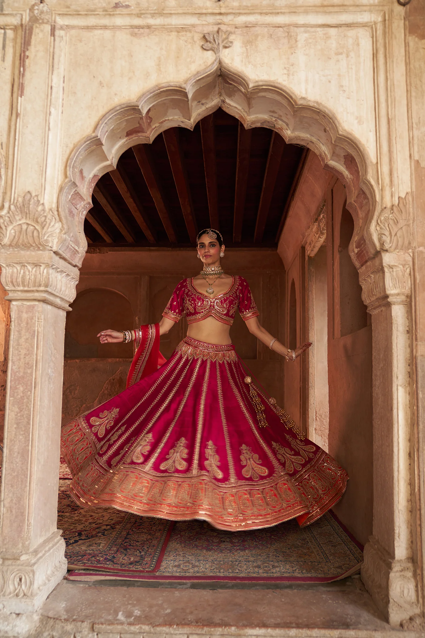AMARA - Rani Hotpink LEHENGA - Image 4