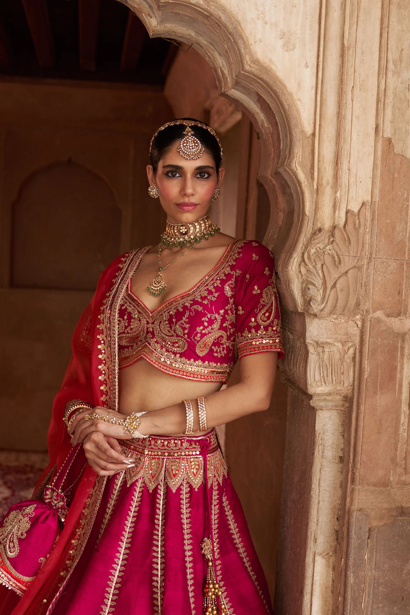 AMARA - Rani Hotpink LEHENGA - Image 5