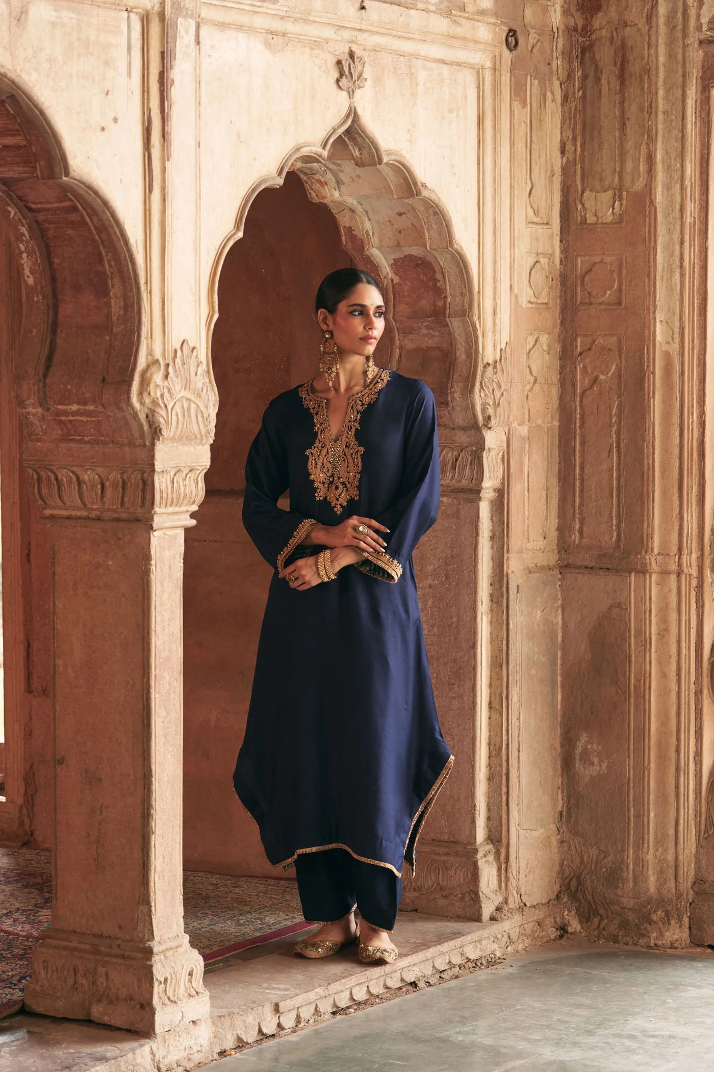 AMAYA - DEEP BLUE LONG KAFTAN WITH SALWAR (Lxrts) - Image 4