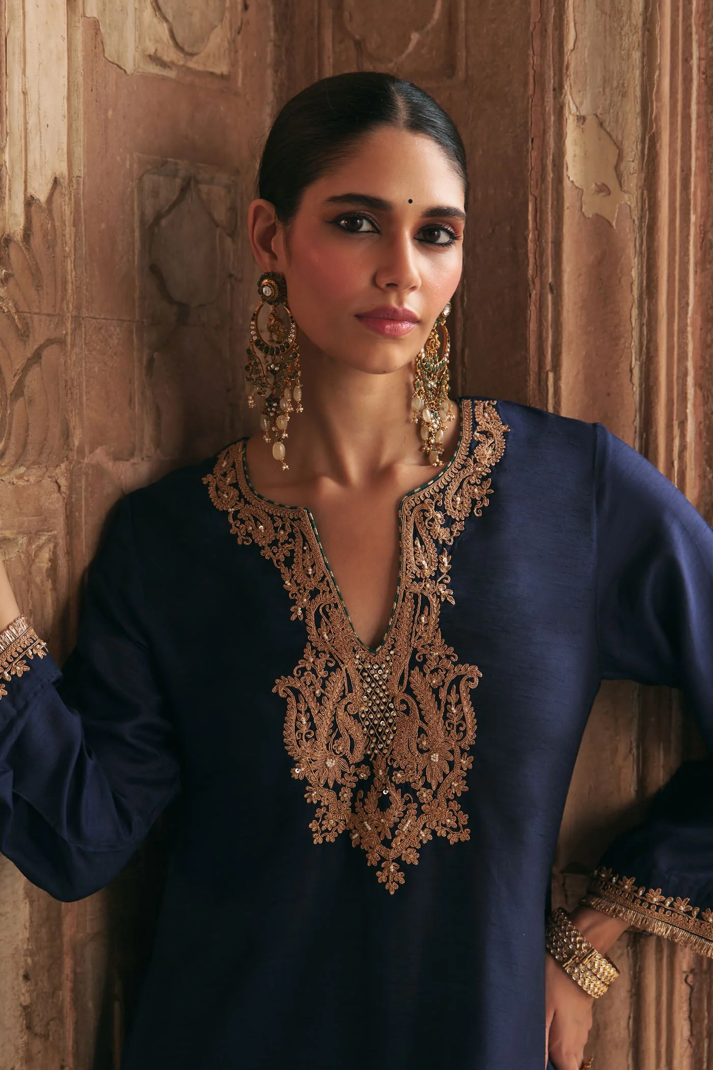 AMAYA - DEEP BLUE LONG KAFTAN WITH SALWAR (Lxrts) - Image 5