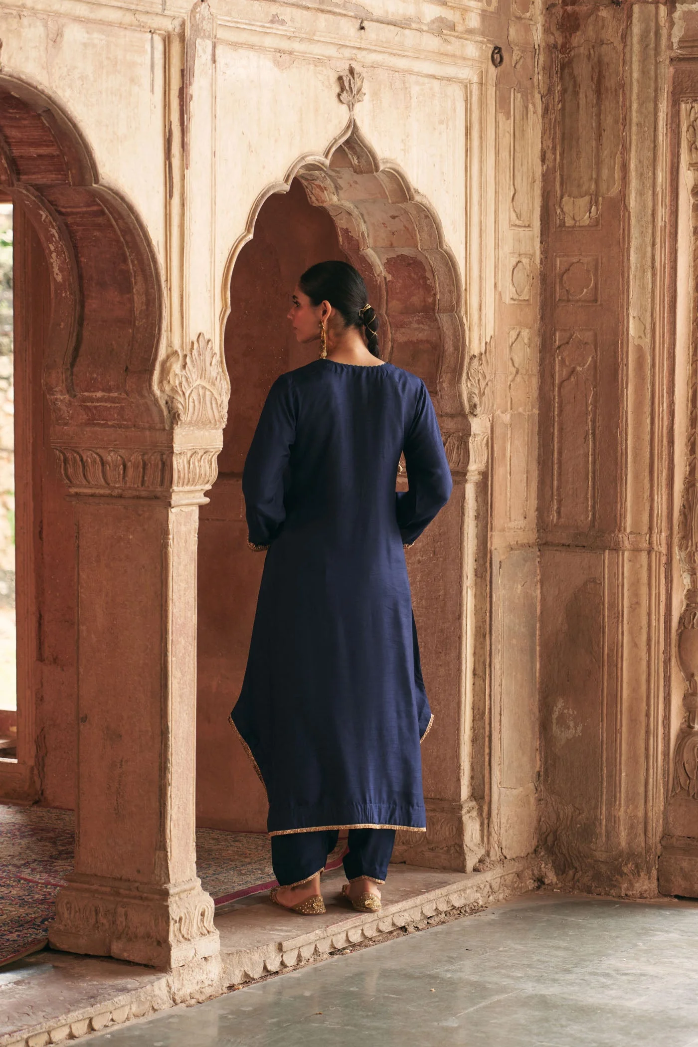 AMAYA - DEEP BLUE LONG KAFTAN WITH SALWAR (Lxrts) - Image 6
