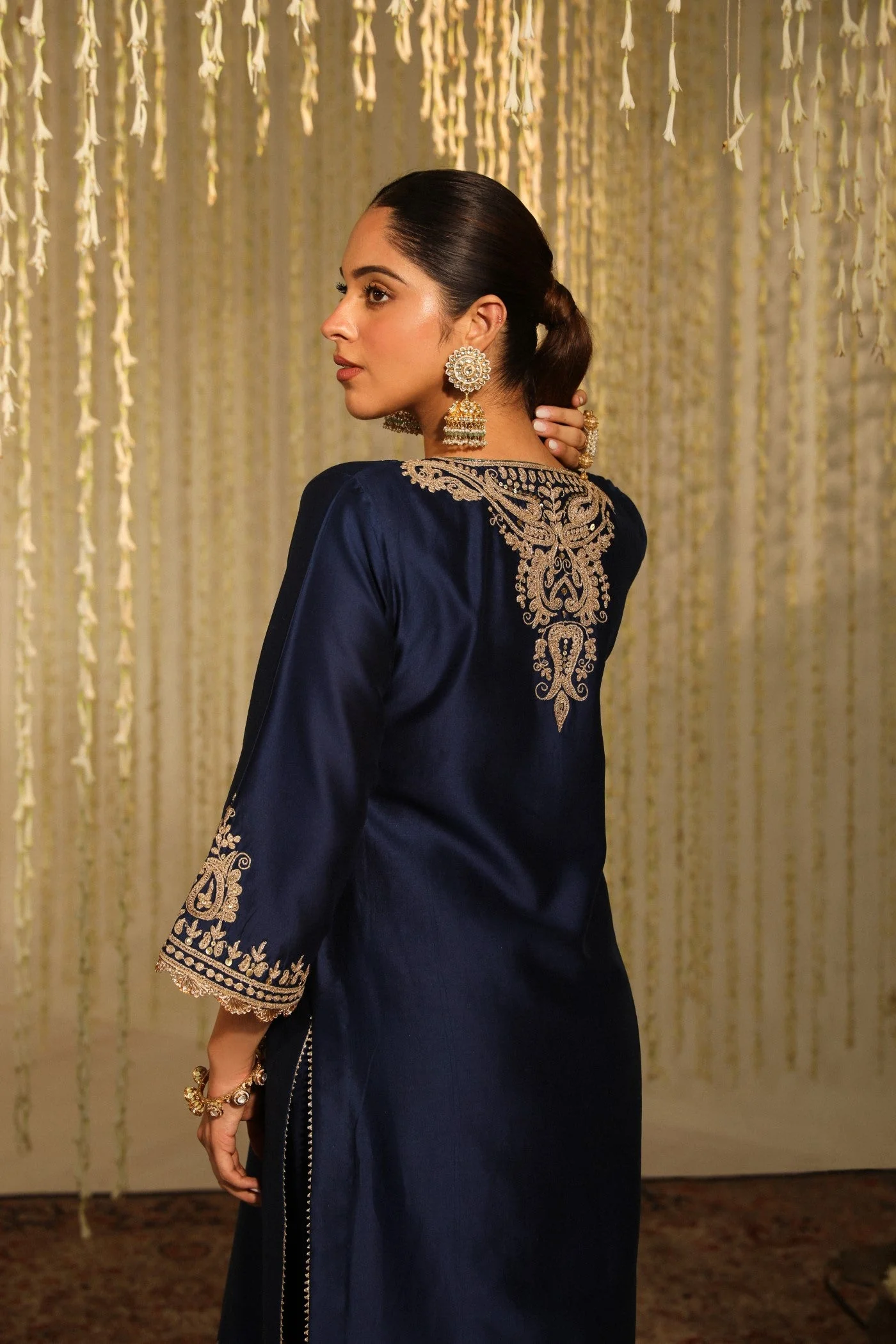 AMAYRA - DEEP BLUE SHORT KURTA WITH DHOTI (LXRTS) - Image 3