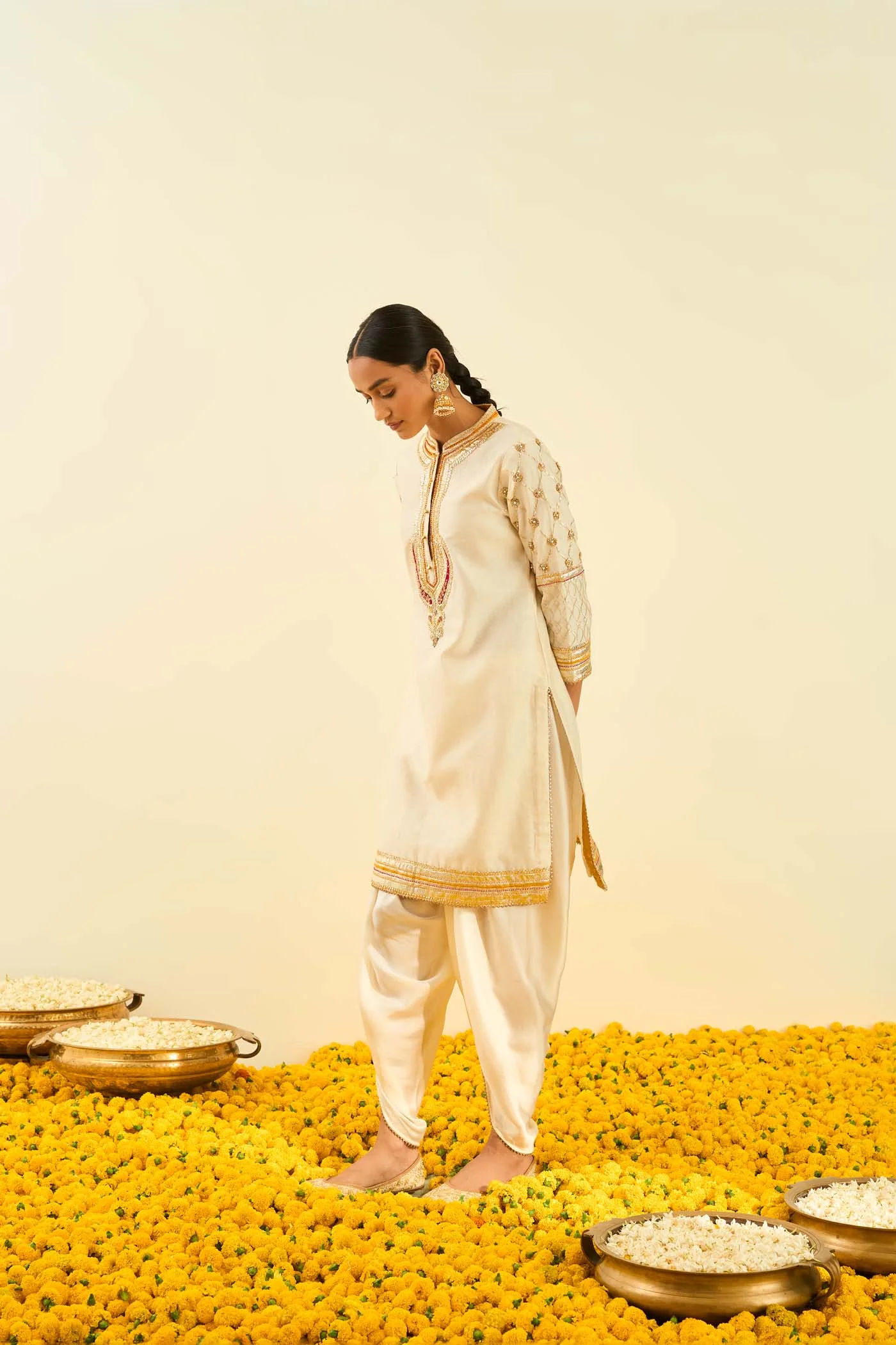Aminah Daisy Ivory Kurta with Dhoti - Image 2