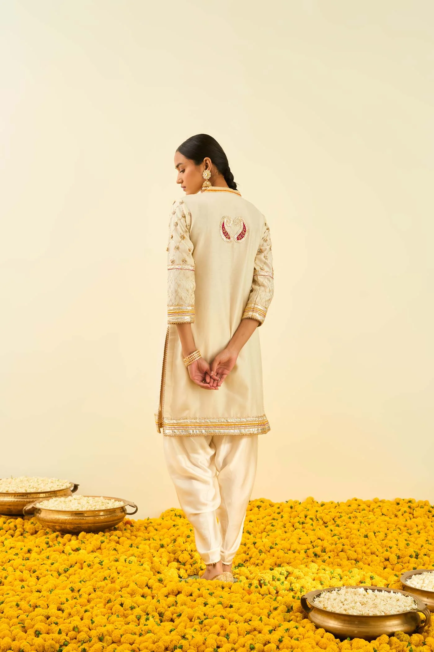 Aminah Daisy Ivory Kurta with Dhoti - Image 3