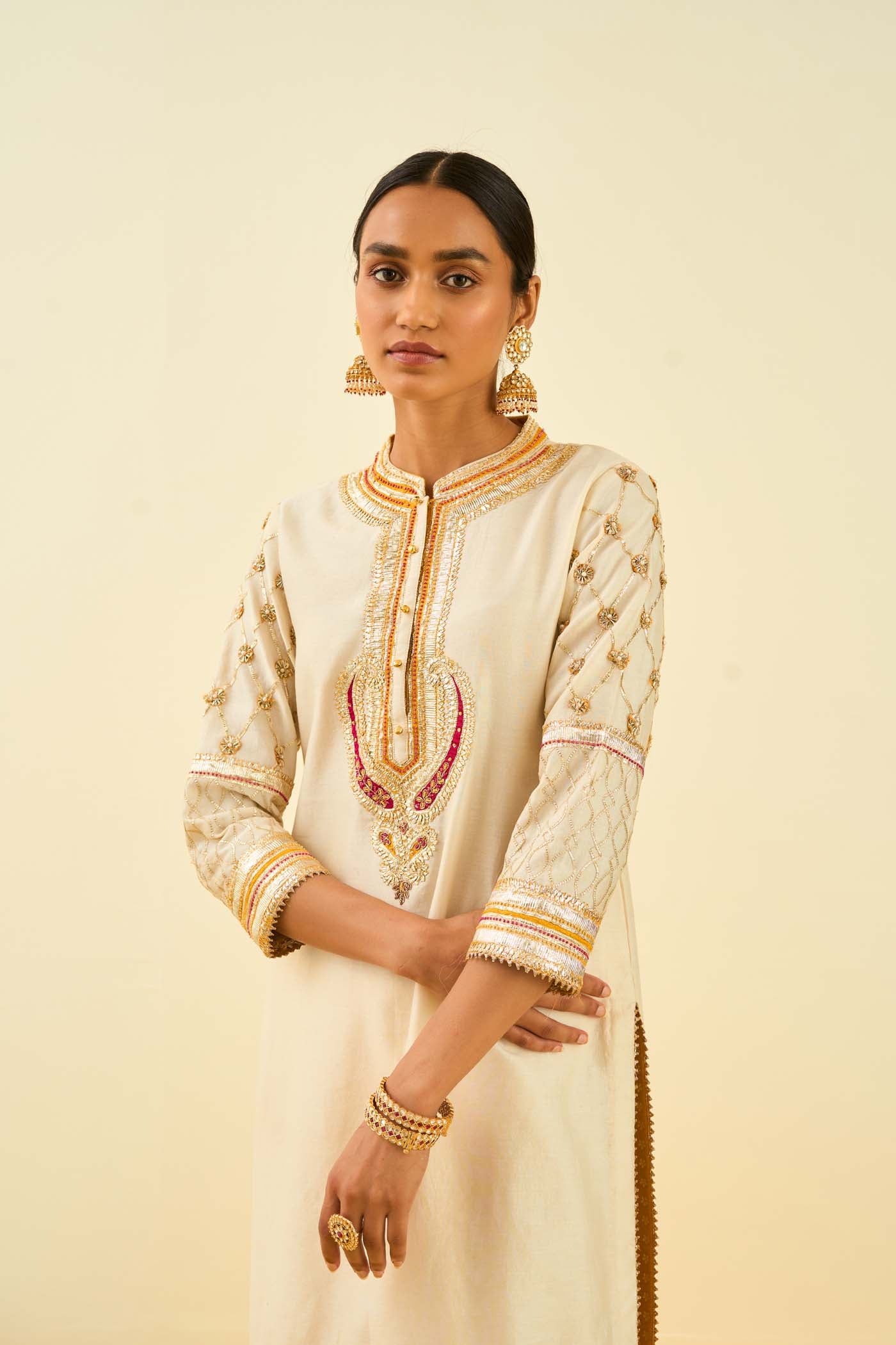 Aminah Daisy Ivory Kurta with Dhoti - Image 4