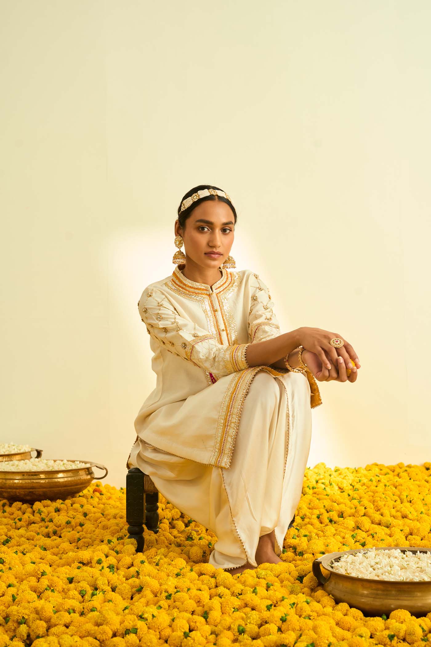 Aminah Daisy Ivory Kurta with Dhoti - Image 5
