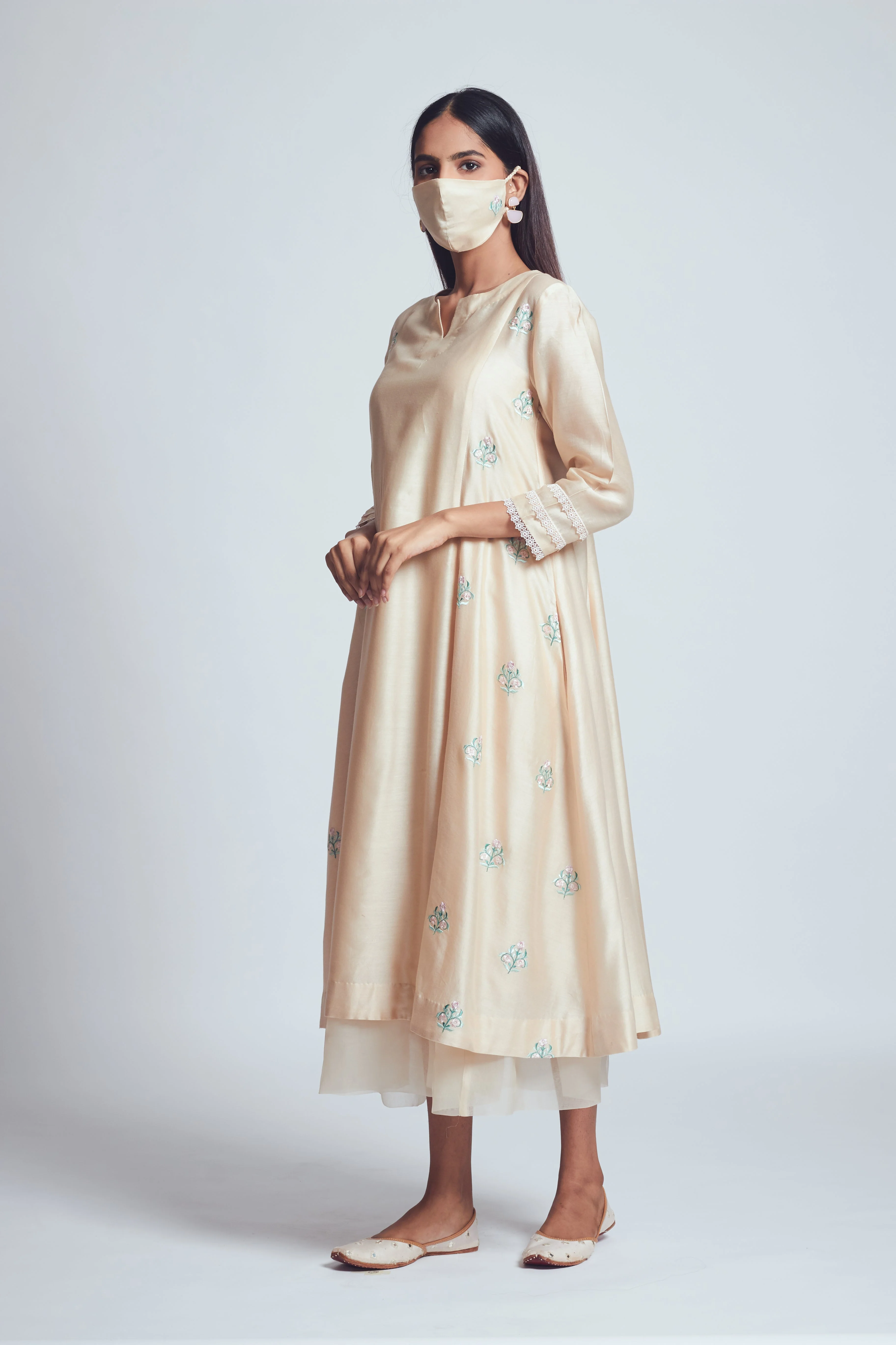 Amna- Beige twin layer summer dress - Image 3