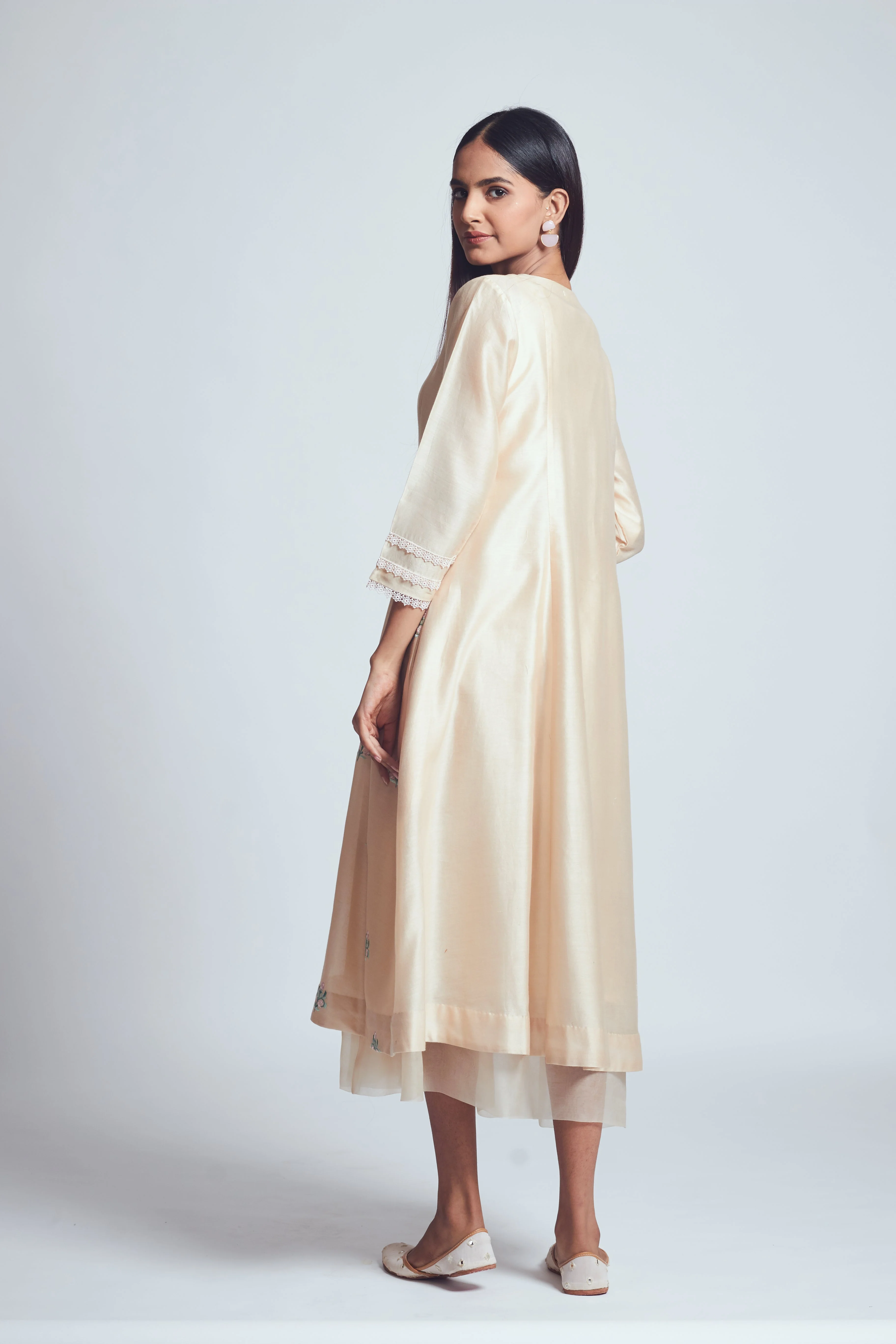 Amna- Beige twin layer summer dress - Image 6
