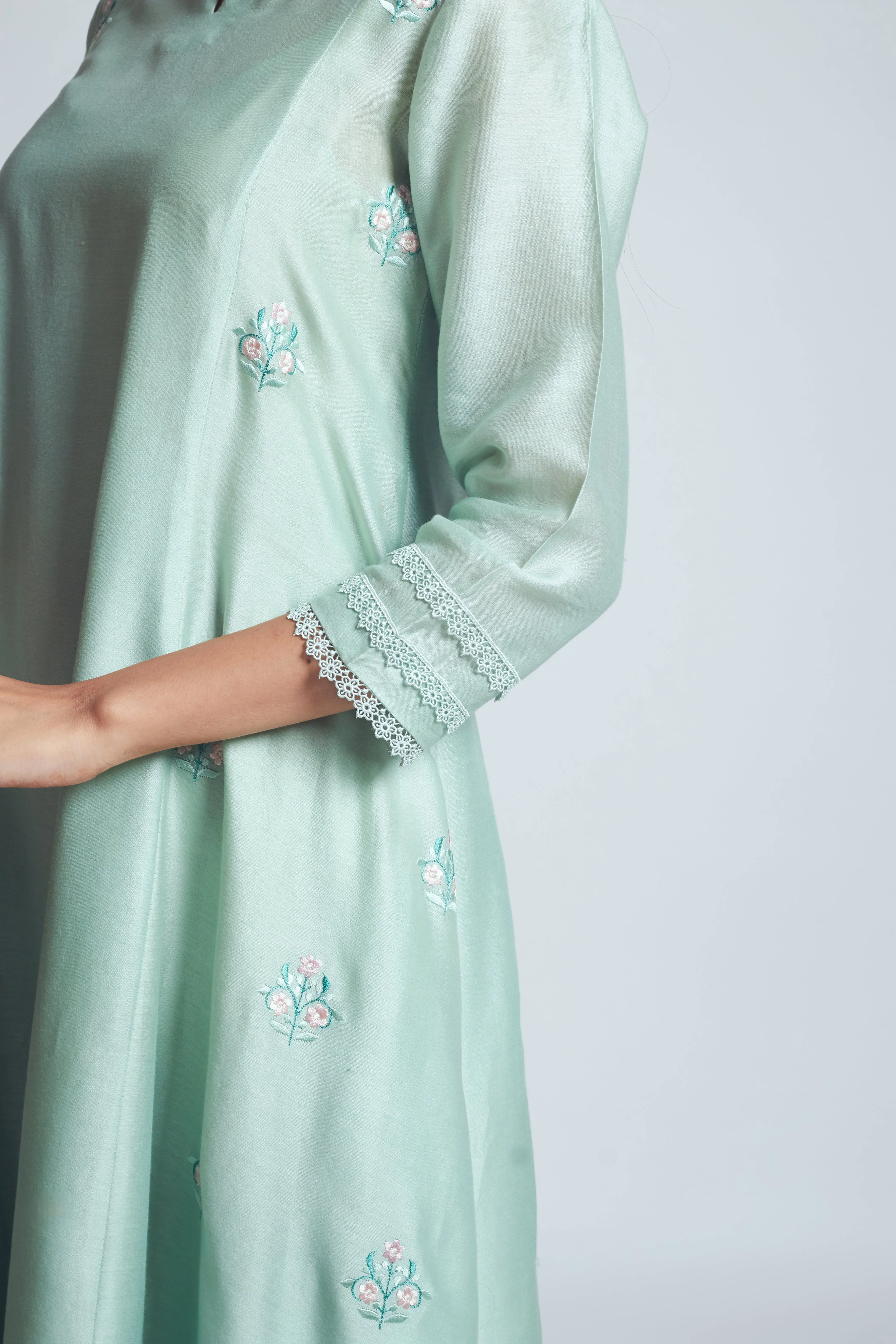 Amna- Sage green princess cut summer dress - Image 3