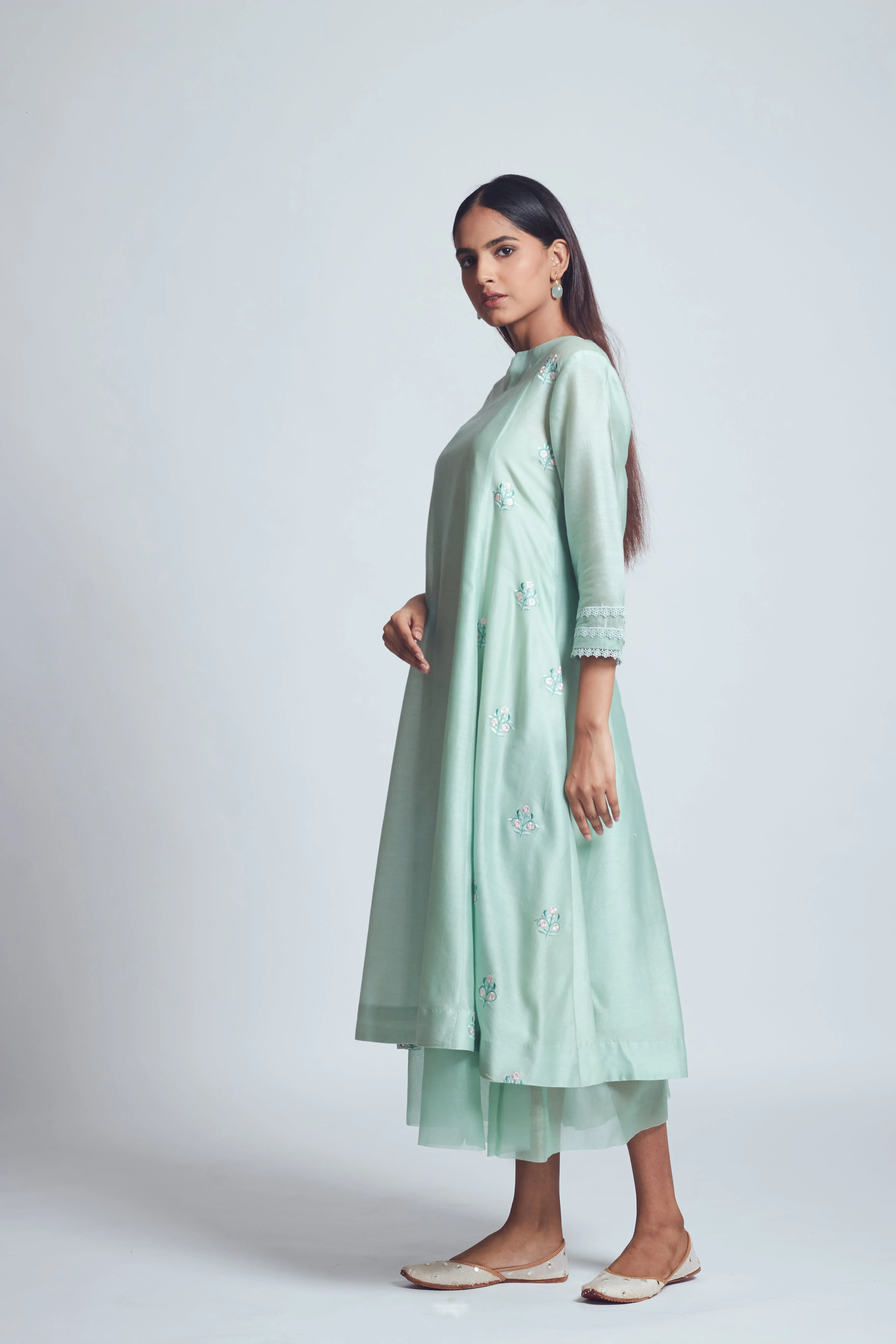Amna- Sage green princess cut summer dress - Image 5