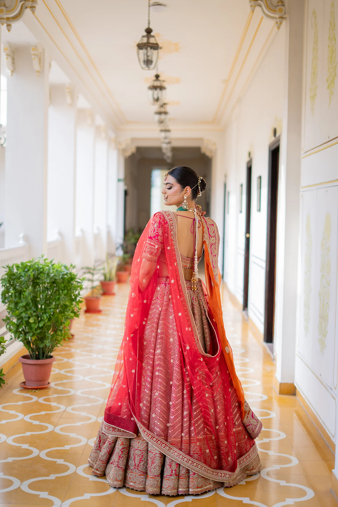 Anahira - Rani Hotpink Blouse with Lehenga and Dupatta - Image 3