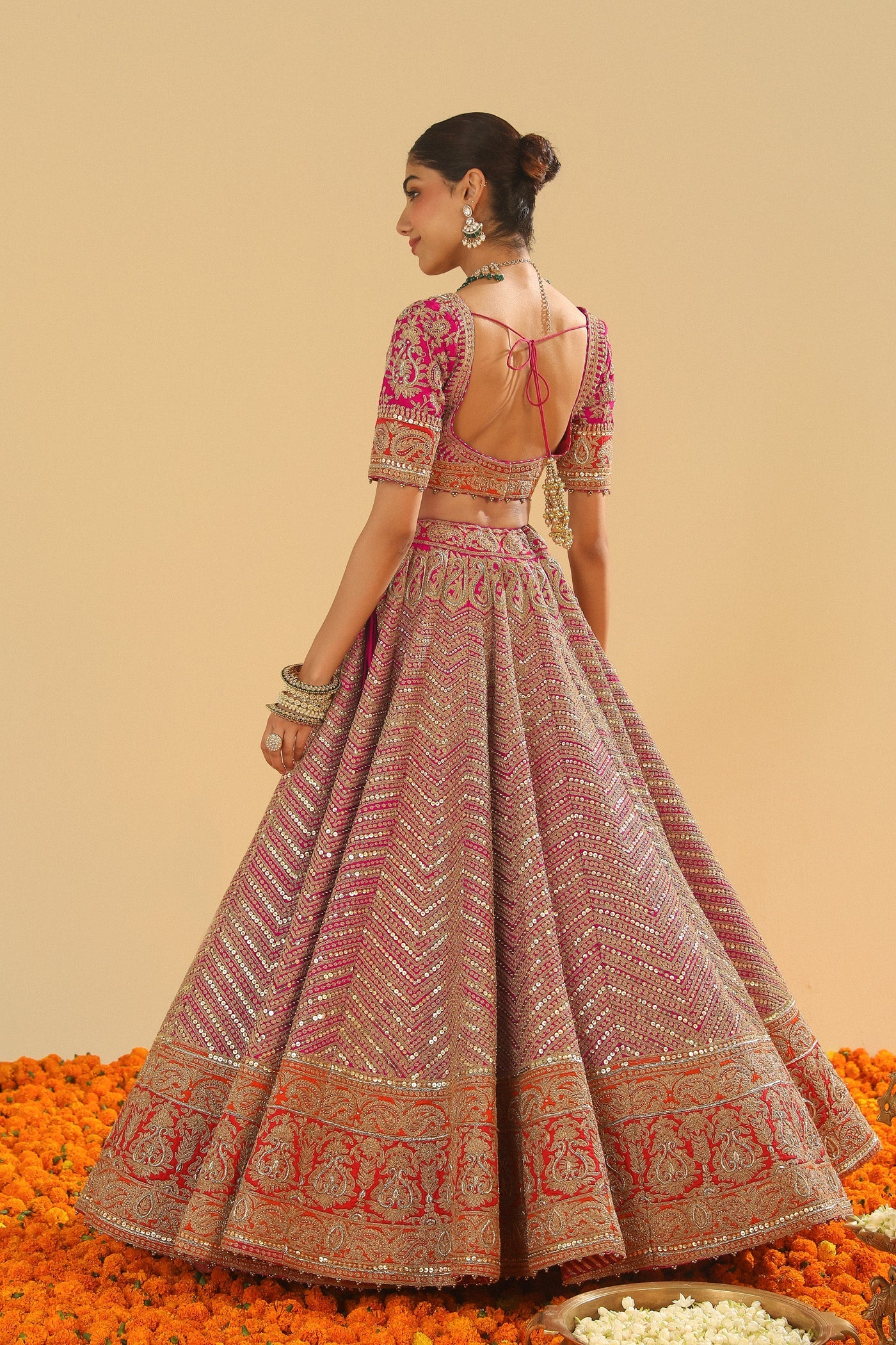 Anahira - Rani Hotpink Blouse with Lehenga and Dupatta (Lxrts) - Image 10
