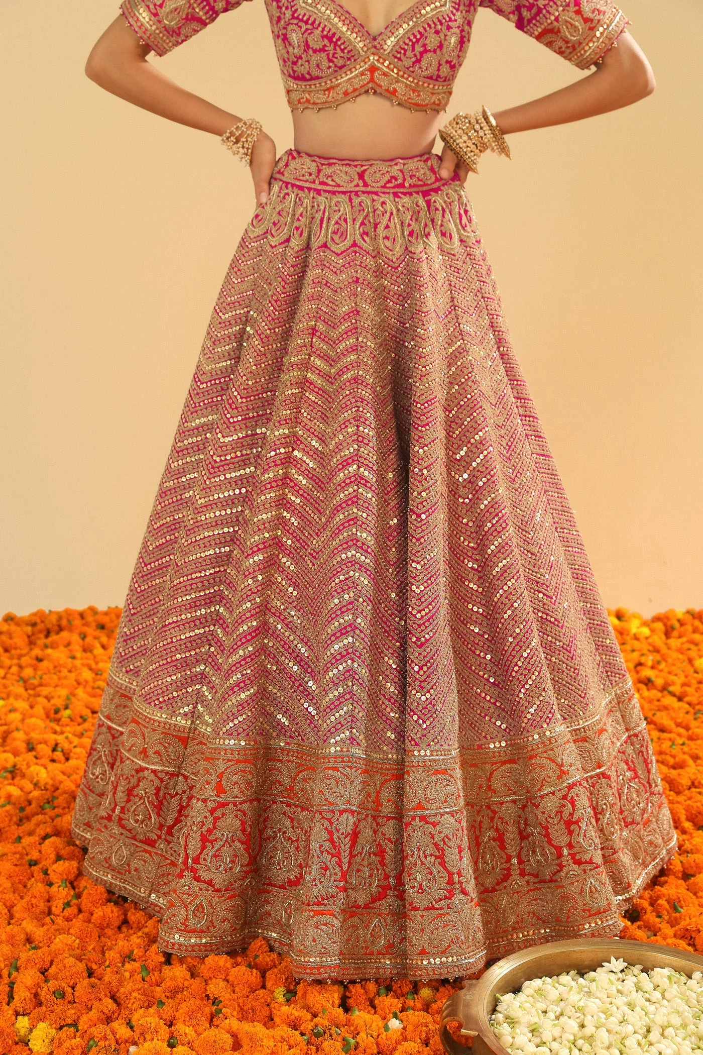 Anahira - Rani Hotpink Blouse with Lehenga and Dupatta (Lxrts) - Image 8