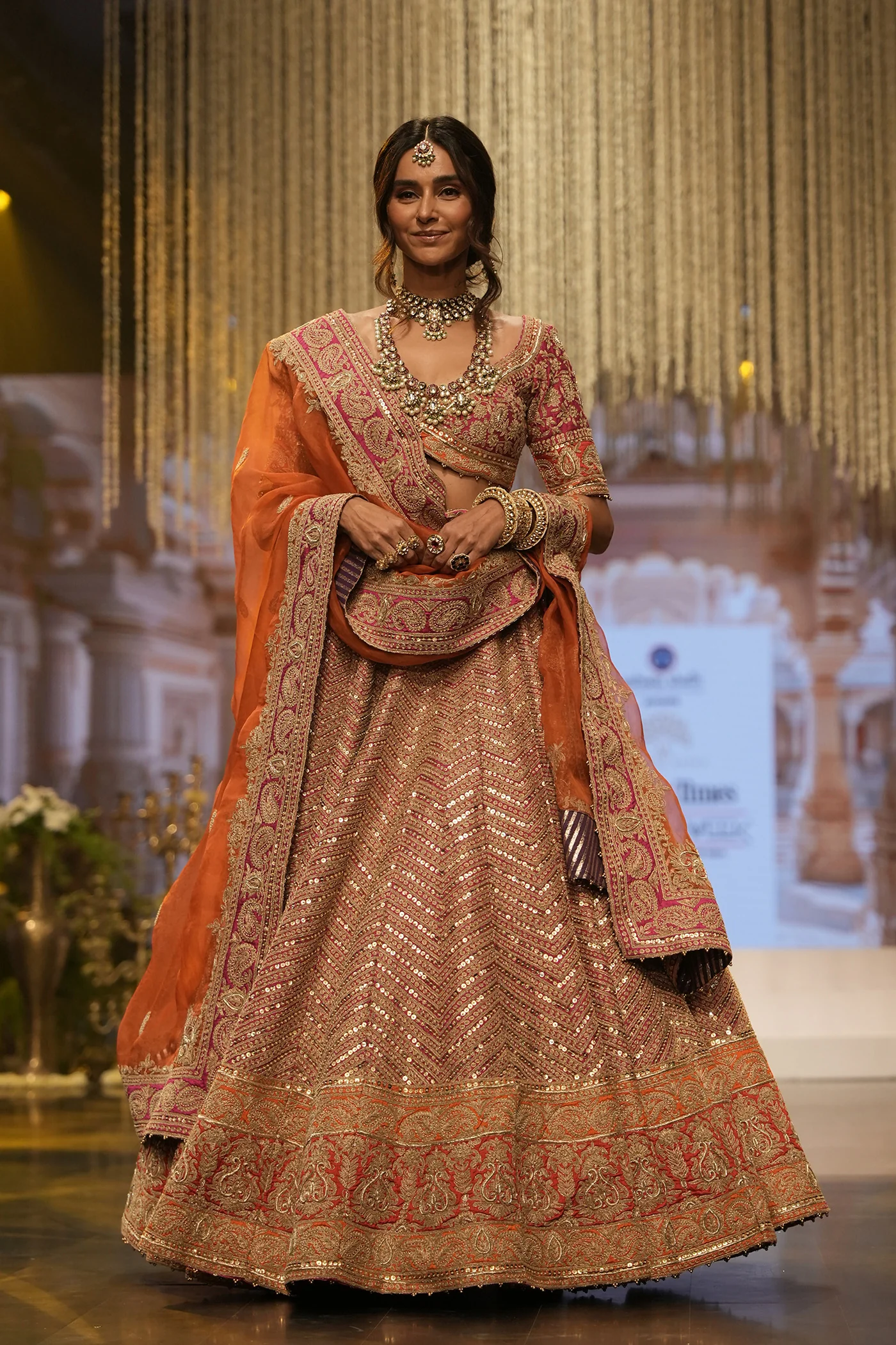 Anahira - Rani Hotpink Blouse with Lehenga and Dupatta - Image 2