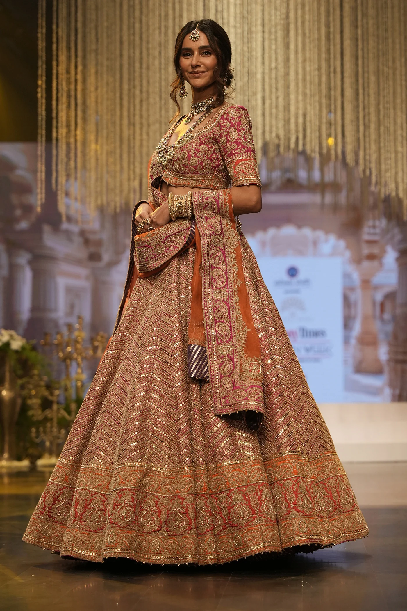 Anahira - Rani Hotpink Blouse with Lehenga and Dupatta - Image 3