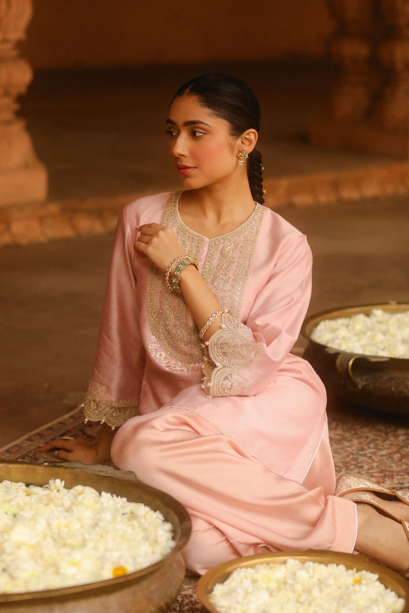 Arisa - Blush Pink Kurta with Salwar - Image 3