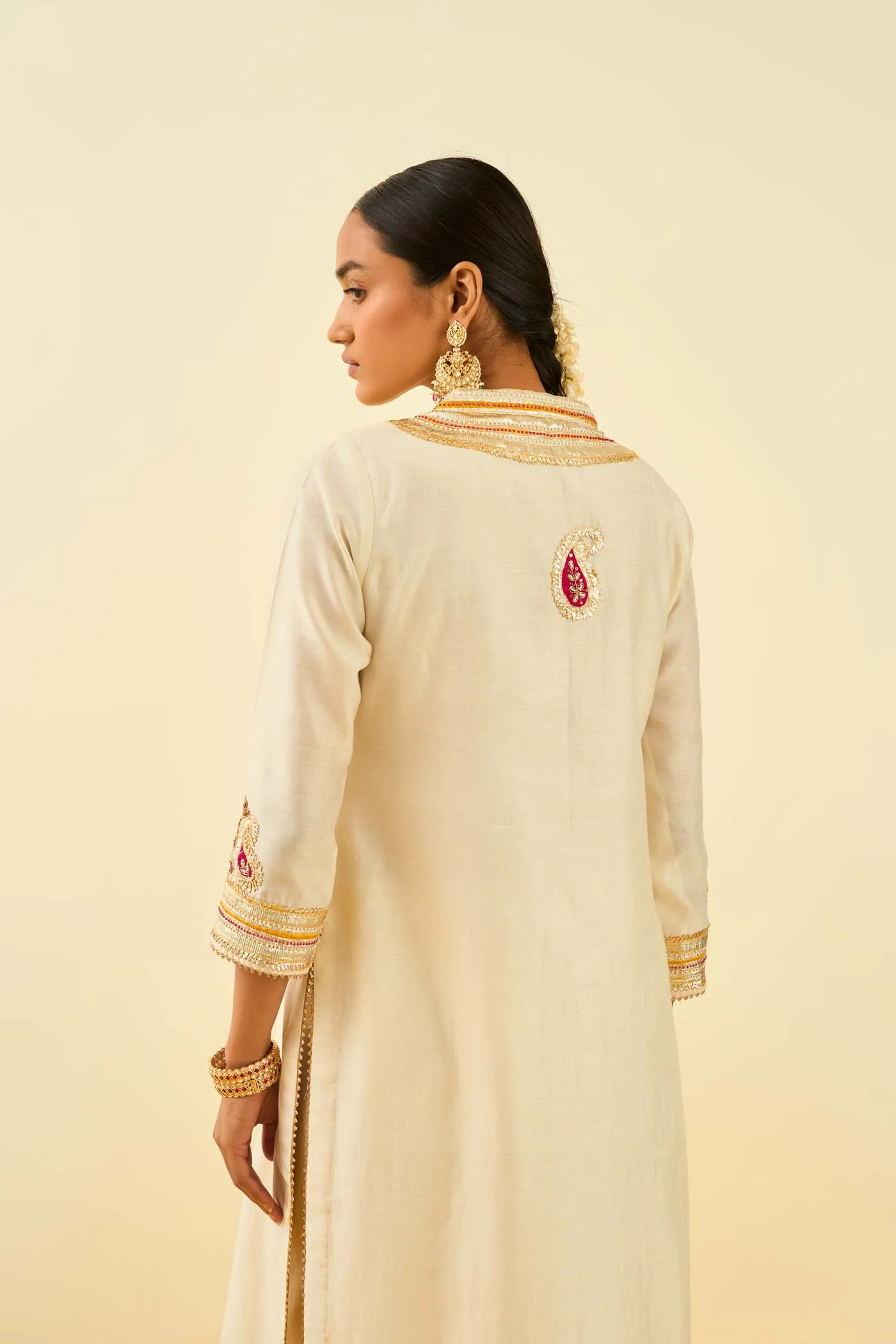 Arisah- Daisy Ivory straight long kurta with palazzo - Image 3