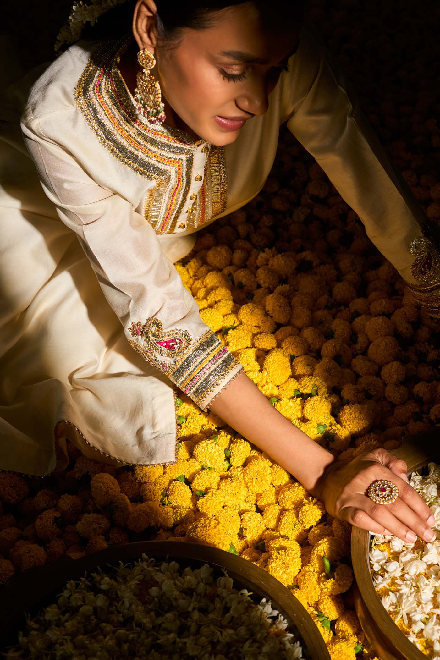Arisah- Daisy Ivory straight long kurta with palazzo - Image 7
