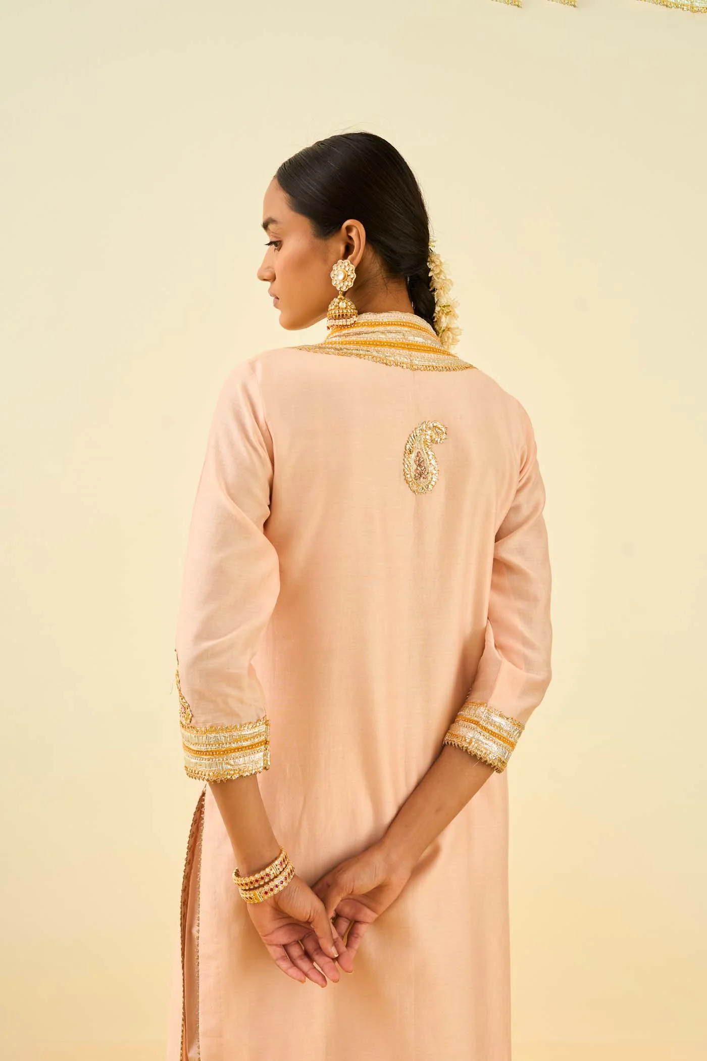 Arisah- Rosepink straight long kurta with palazzo - Image 3