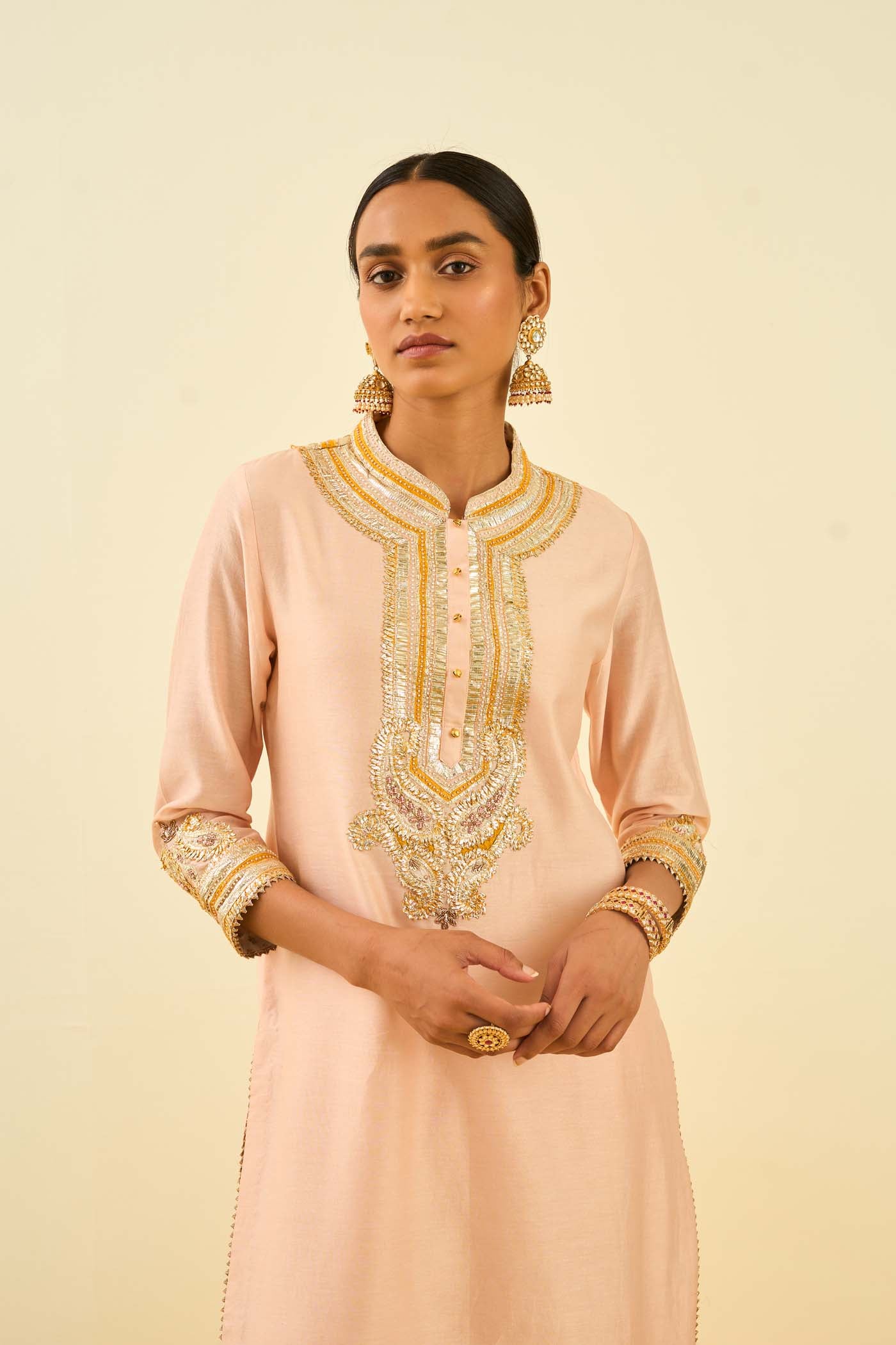 Arisah- Rosepink straight long kurta with palazzo - Image 4