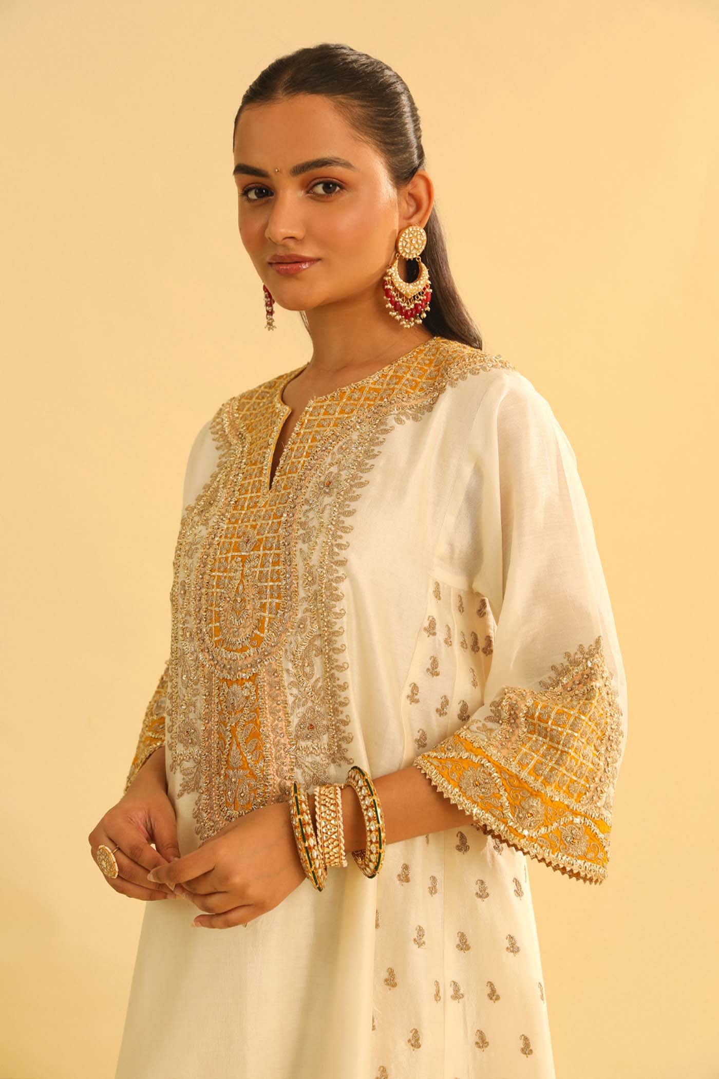 Arisana - Daisy Ivory Short Kalidaar Choga with Salwar - Image 4