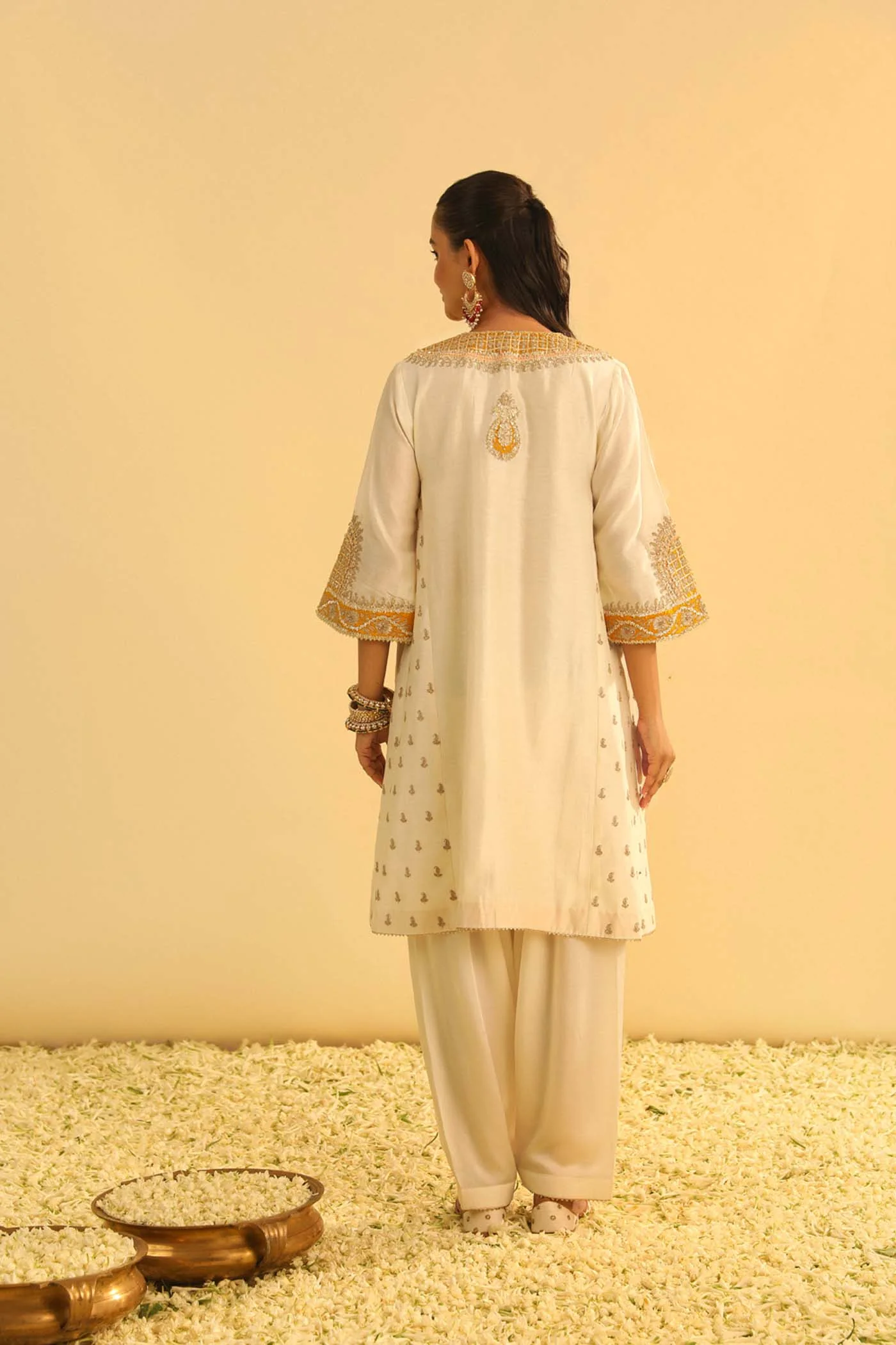 Arisana - Daisy Ivory Short Kalidaar Choga with Salwar - Image 5