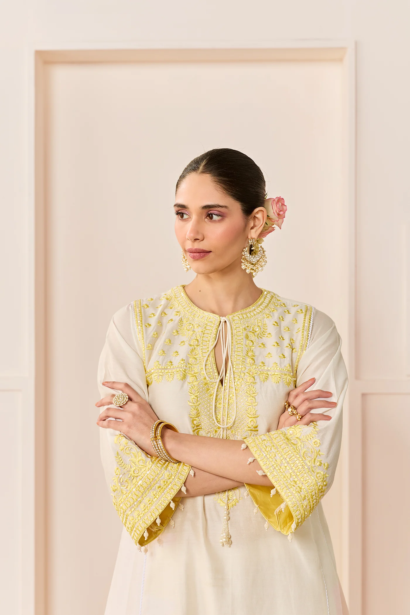 ARSHIYA - DAISY IVORY WITH LEMON YELLOW CHOGA WITH SALWAR - Image 2